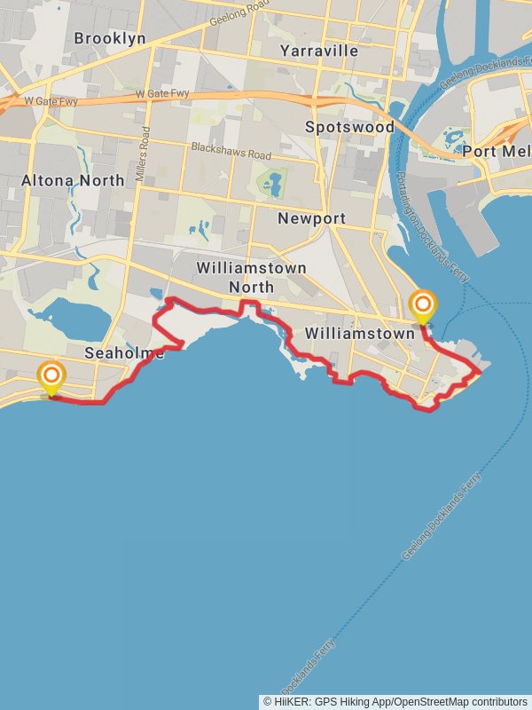 Williamstown to Altona - Bay Walk mobile static map