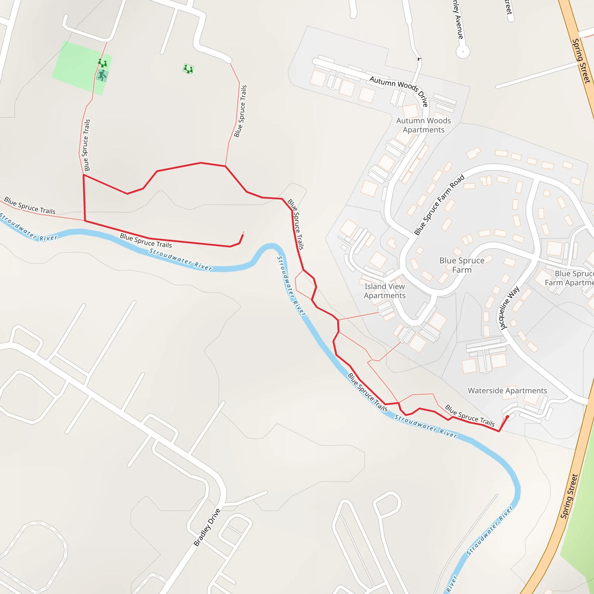 Stroudwater River and Blue Spruce Trail mobile static map
