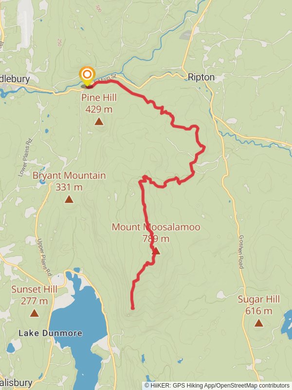 Mount Moosalamoo via Oak Ridge Trail mobile static map