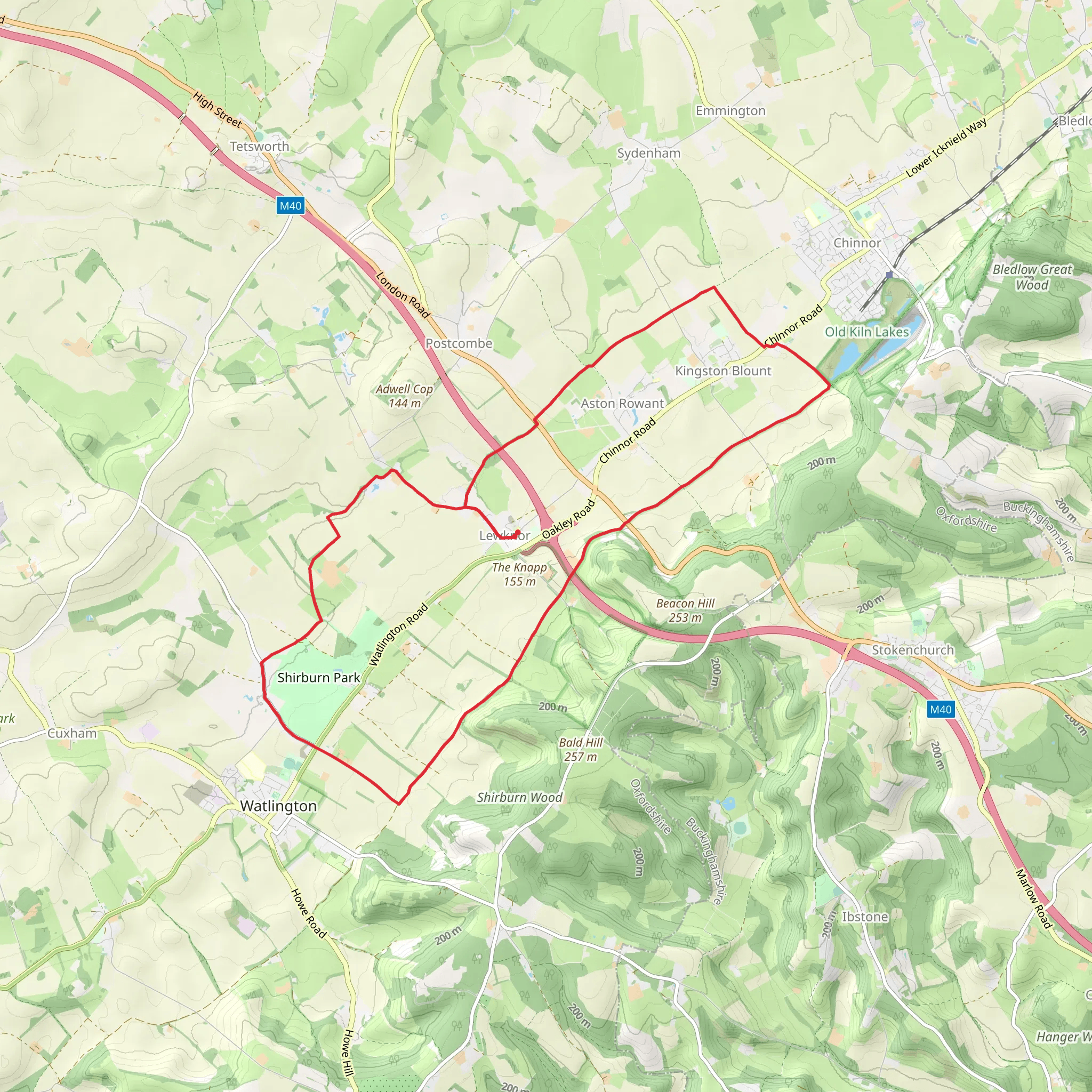 The Ridgeway around Lewknor mobile static map