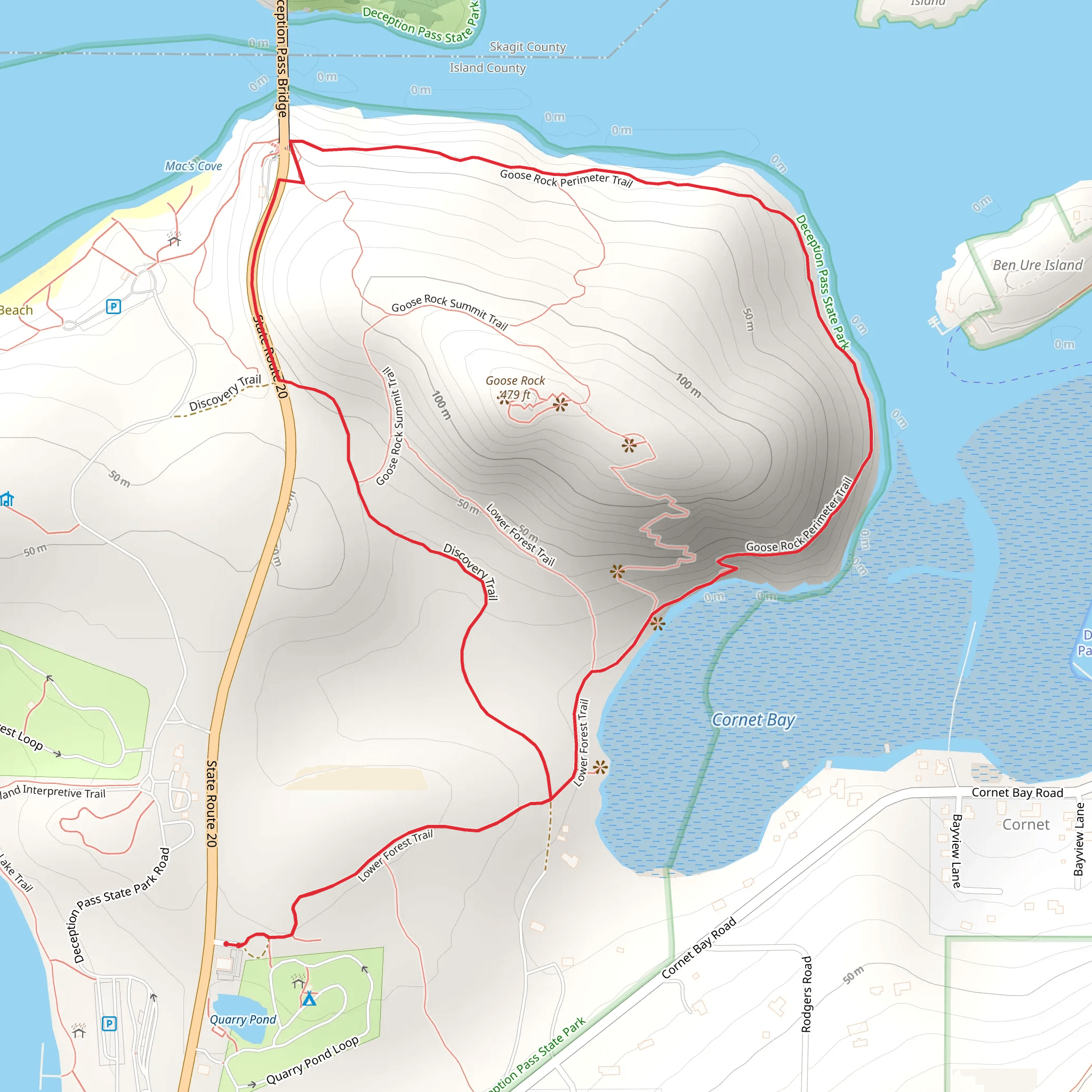 Lower Forest and Goose Rock Perimeter Loop Trail mobile static map