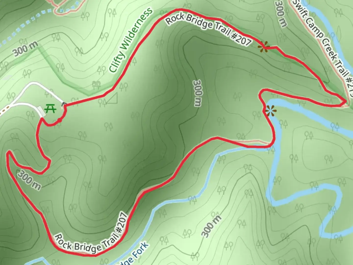 An image depicting the trail Rock Bridge Loop Trail and its surrounding area.