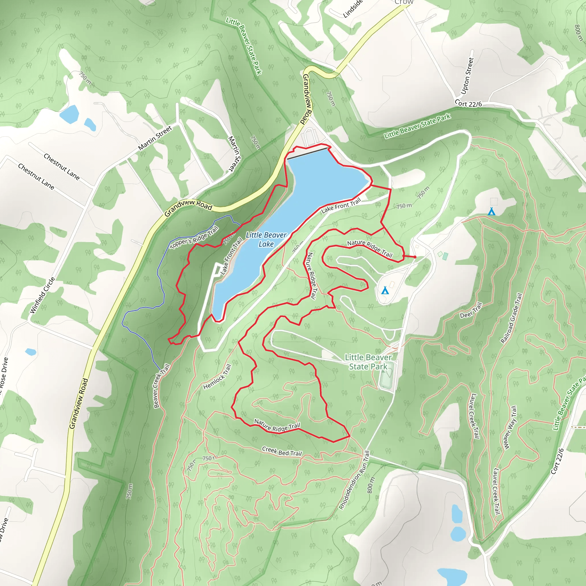 Little Beaver Lake and Nature Ridge Loop Trail mobile static map