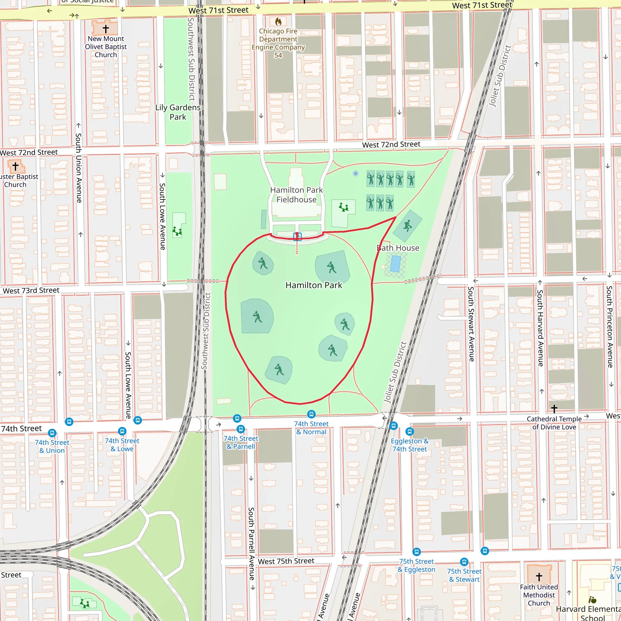 Hamilton Park Loop mobile static map