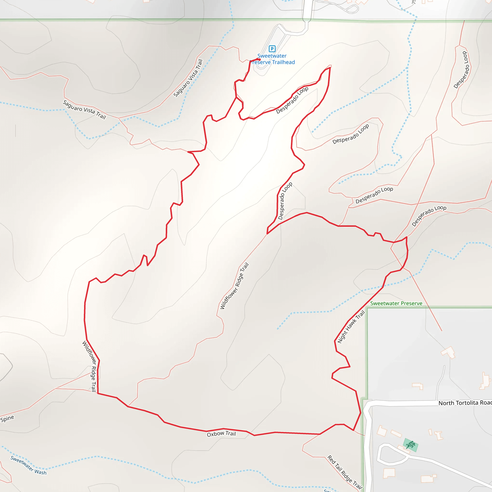 Wildflower Ridge, Oxbow and Night Hawk Loop Trail mobile static map