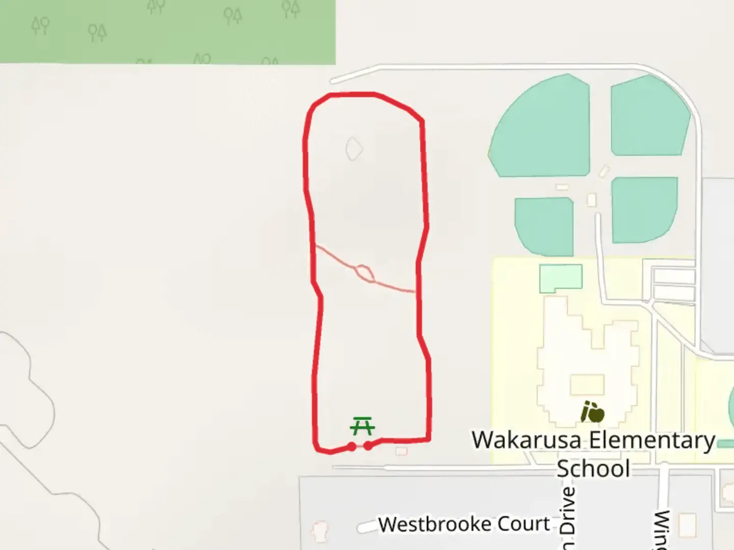 An image depicting the trail Wakarusa Park Loop Trail and its surrounding area.