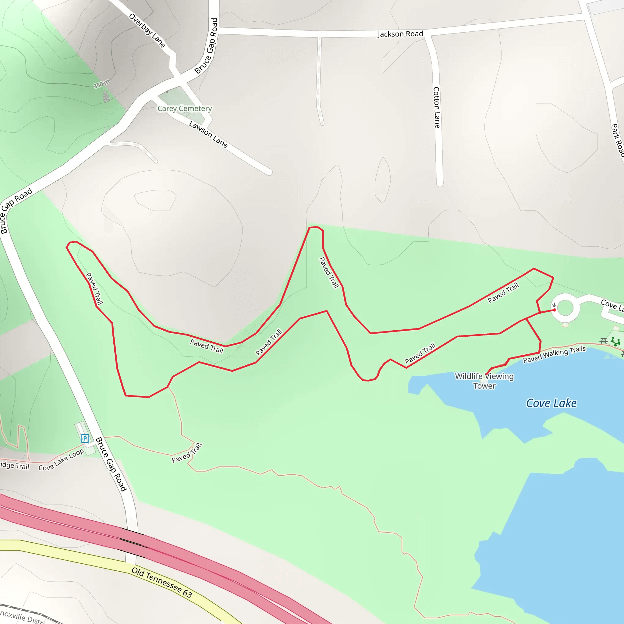 Paved Loop Trail and Cove Lake mobile static map