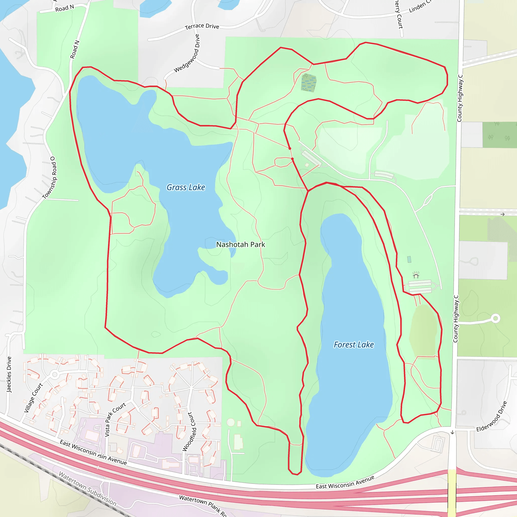 Grass Lake and Forest Lake Loop mobile static map