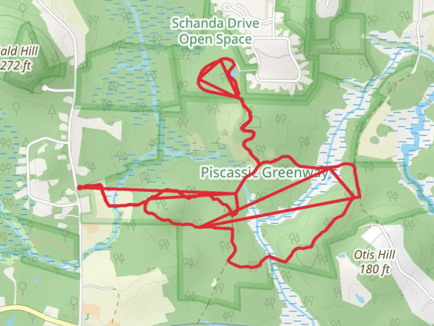 An image depicting the trail Mraz - Otis Hill - Byrne Loop Trail and its surrounding area.