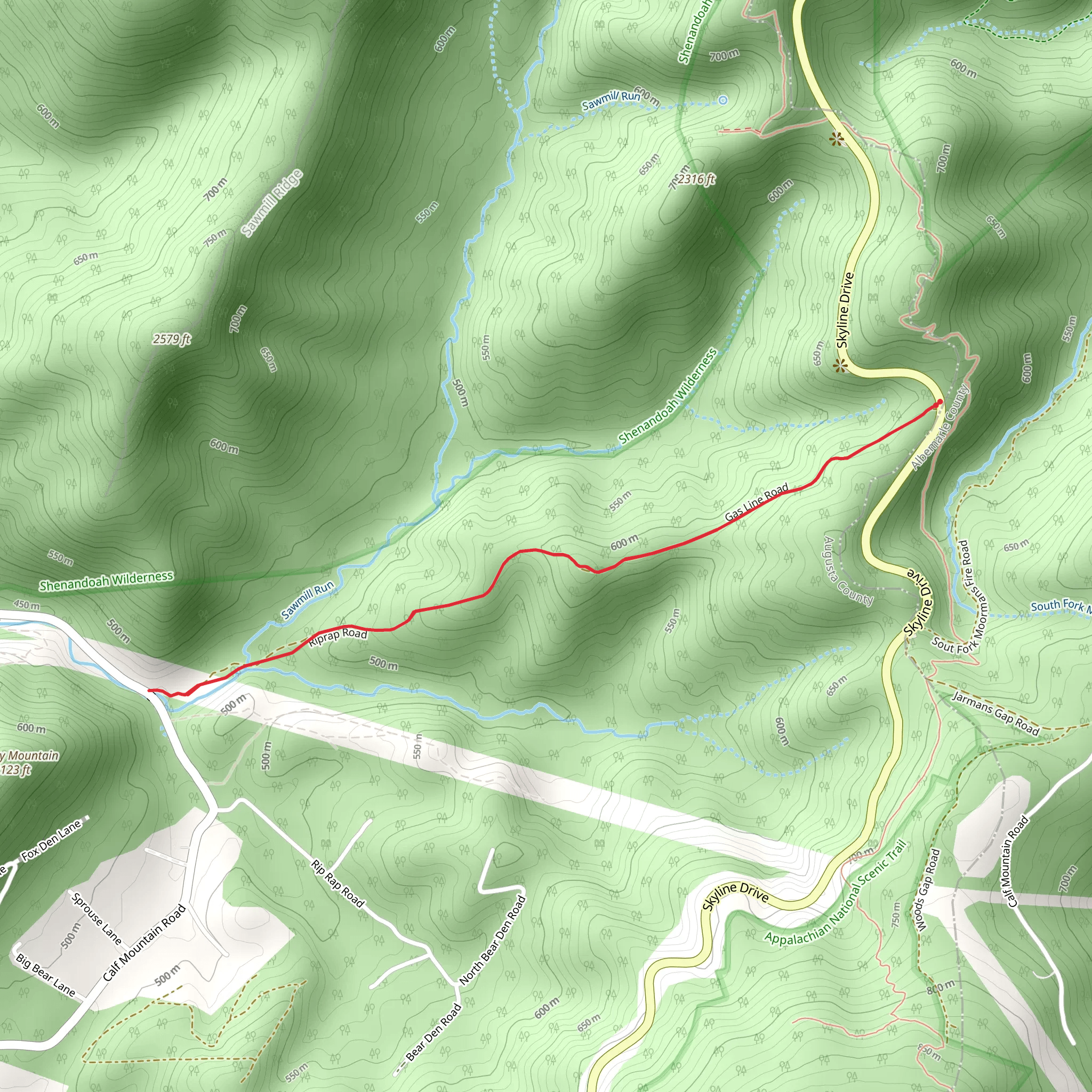 Gasline Road Trail mobile static map