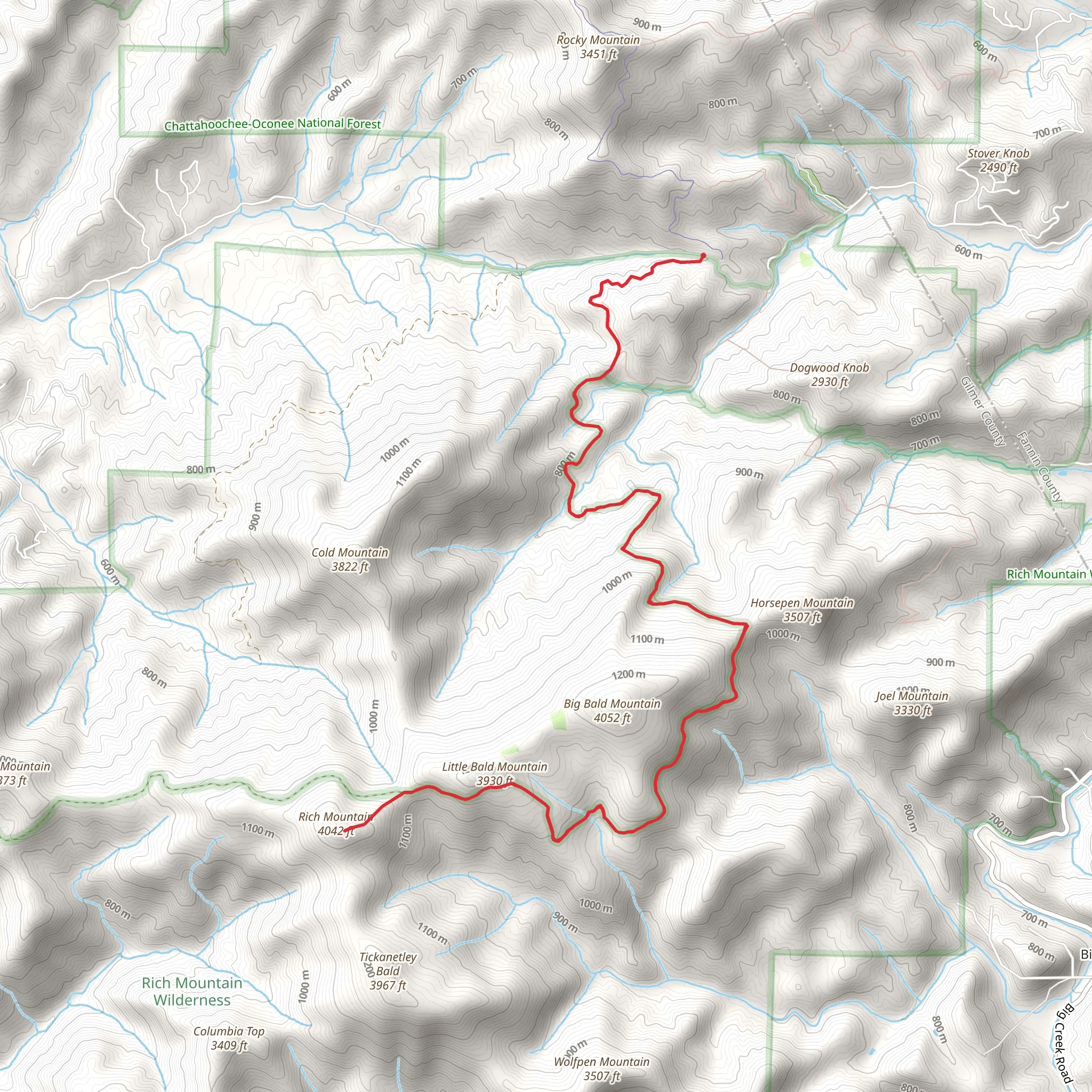 Rich Mountain from Rock Creek Road mobile static map