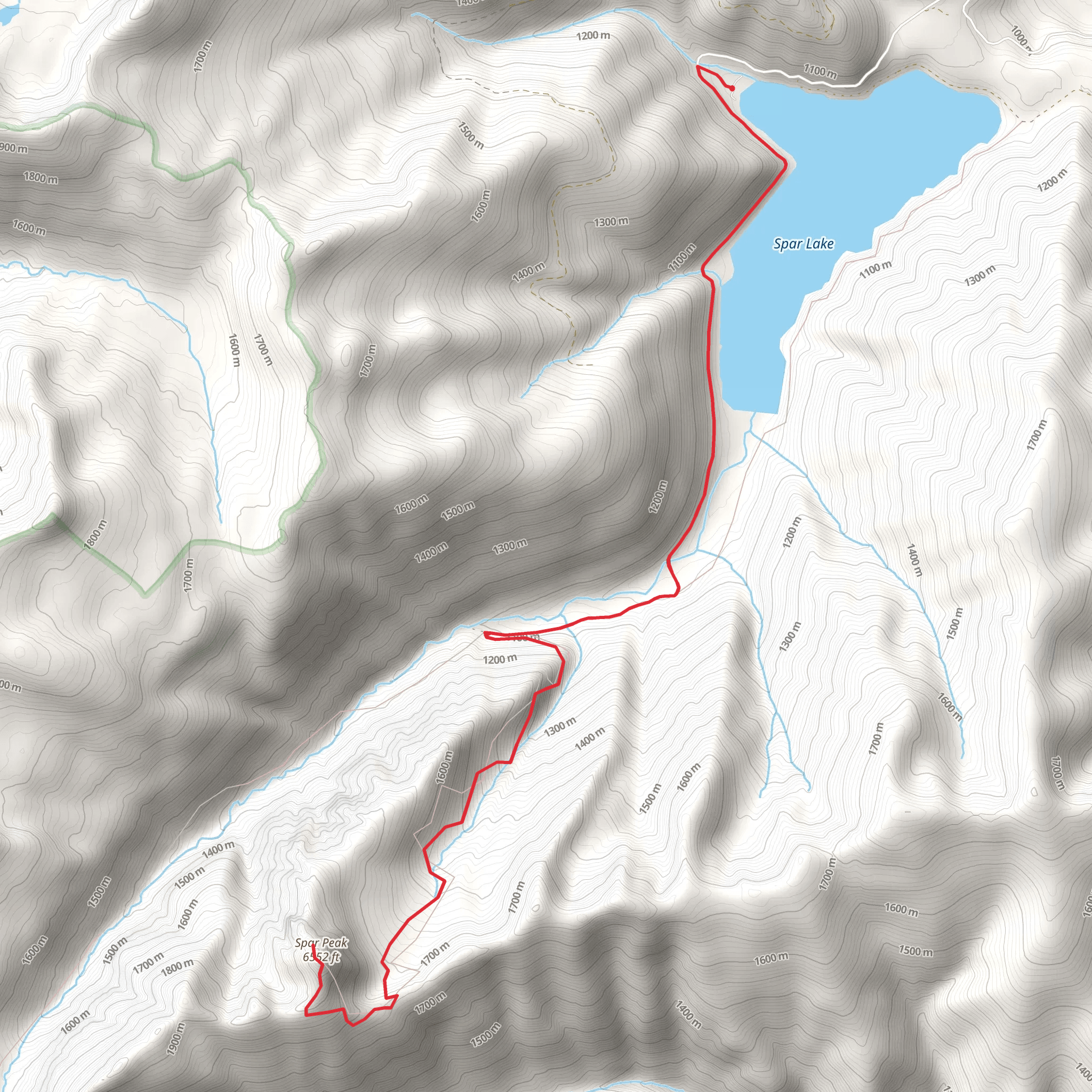 Spar Peak via Spar Lake Trail mobile static map