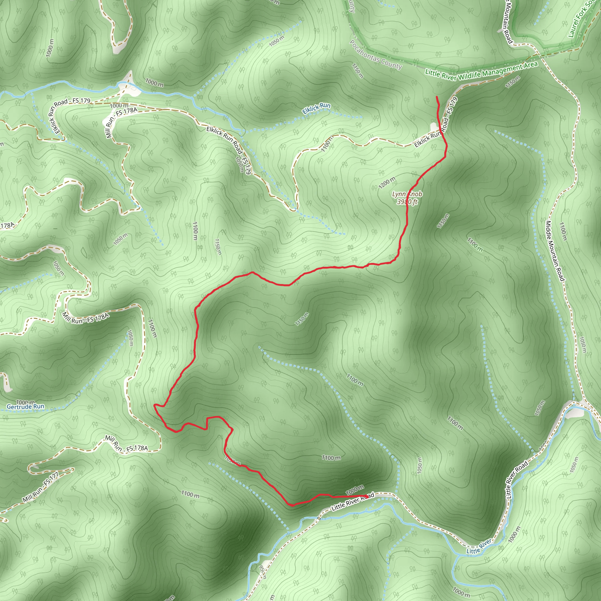 Lynn Knob Trail mobile static map