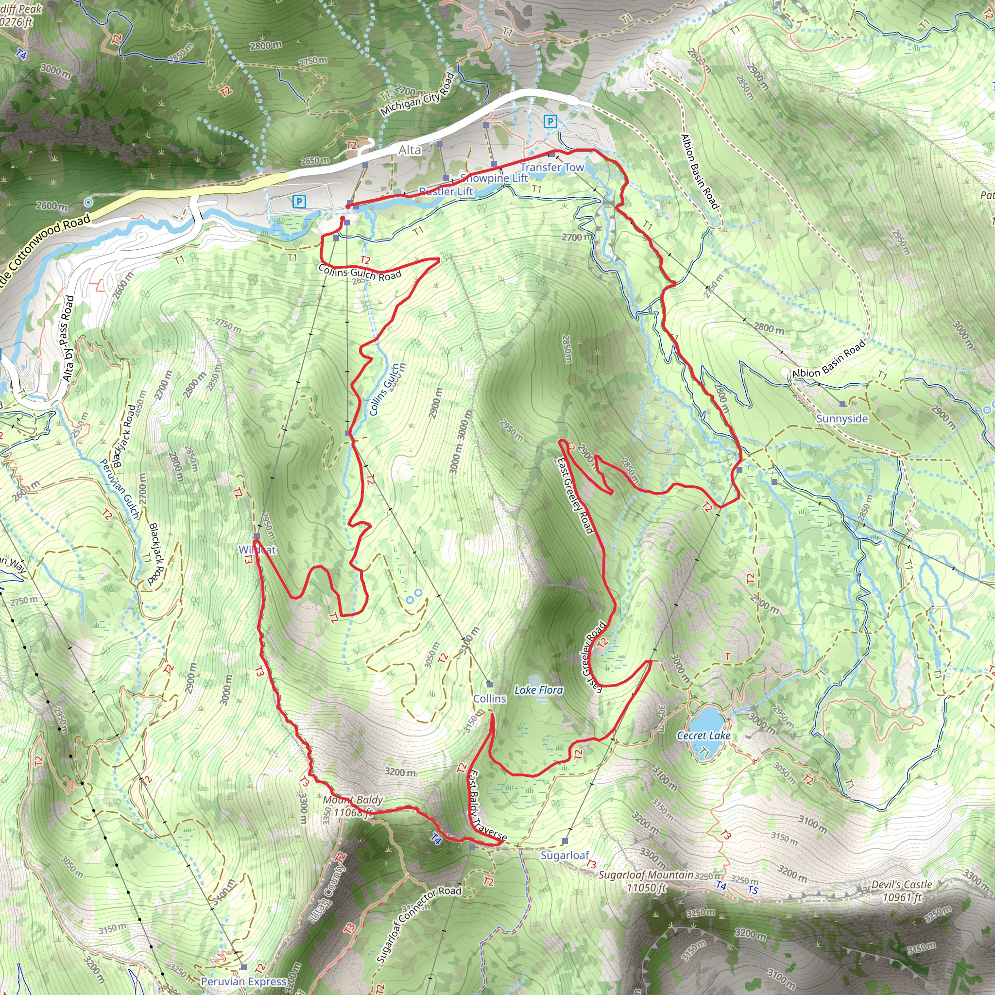 Upper Albion Meadows Trail and Mount Baldy mobile static map