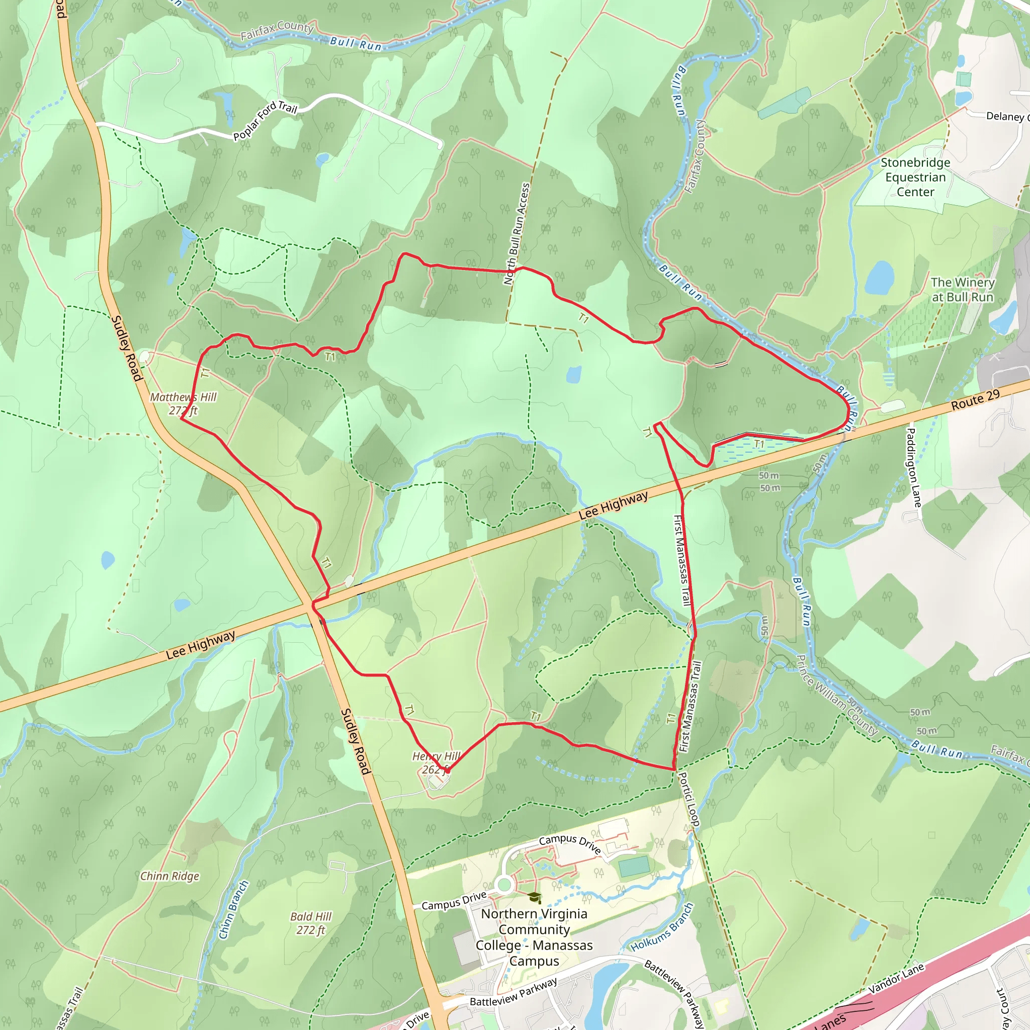 First Manassas Loop Trail mobile static map