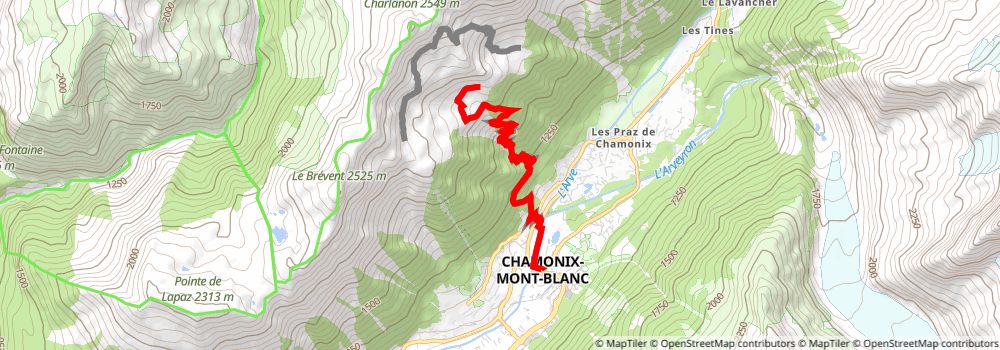 Tour du Mont Blanc spur 2 Map