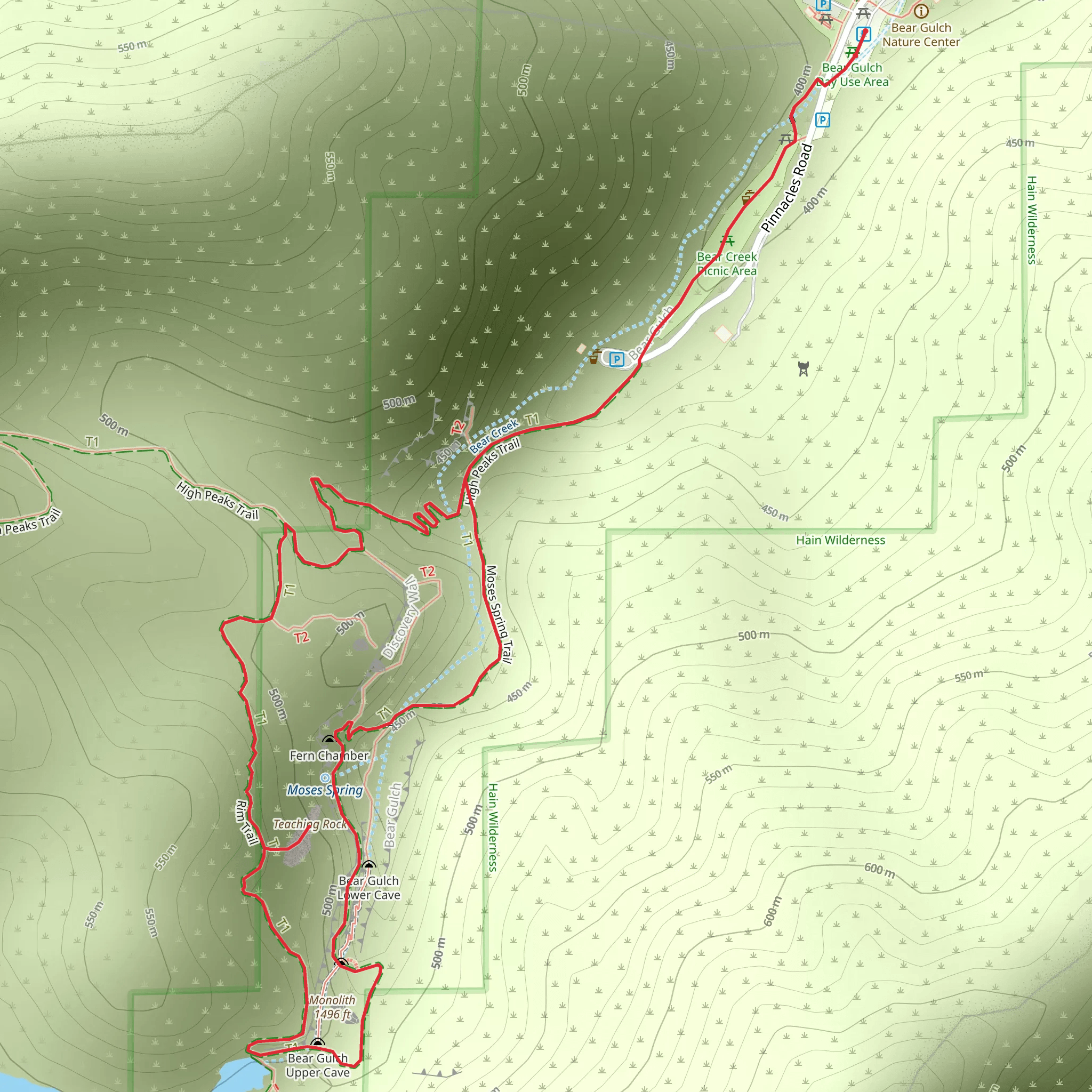 Teaching Rock Loop via High Peaks Trail mobile static map
