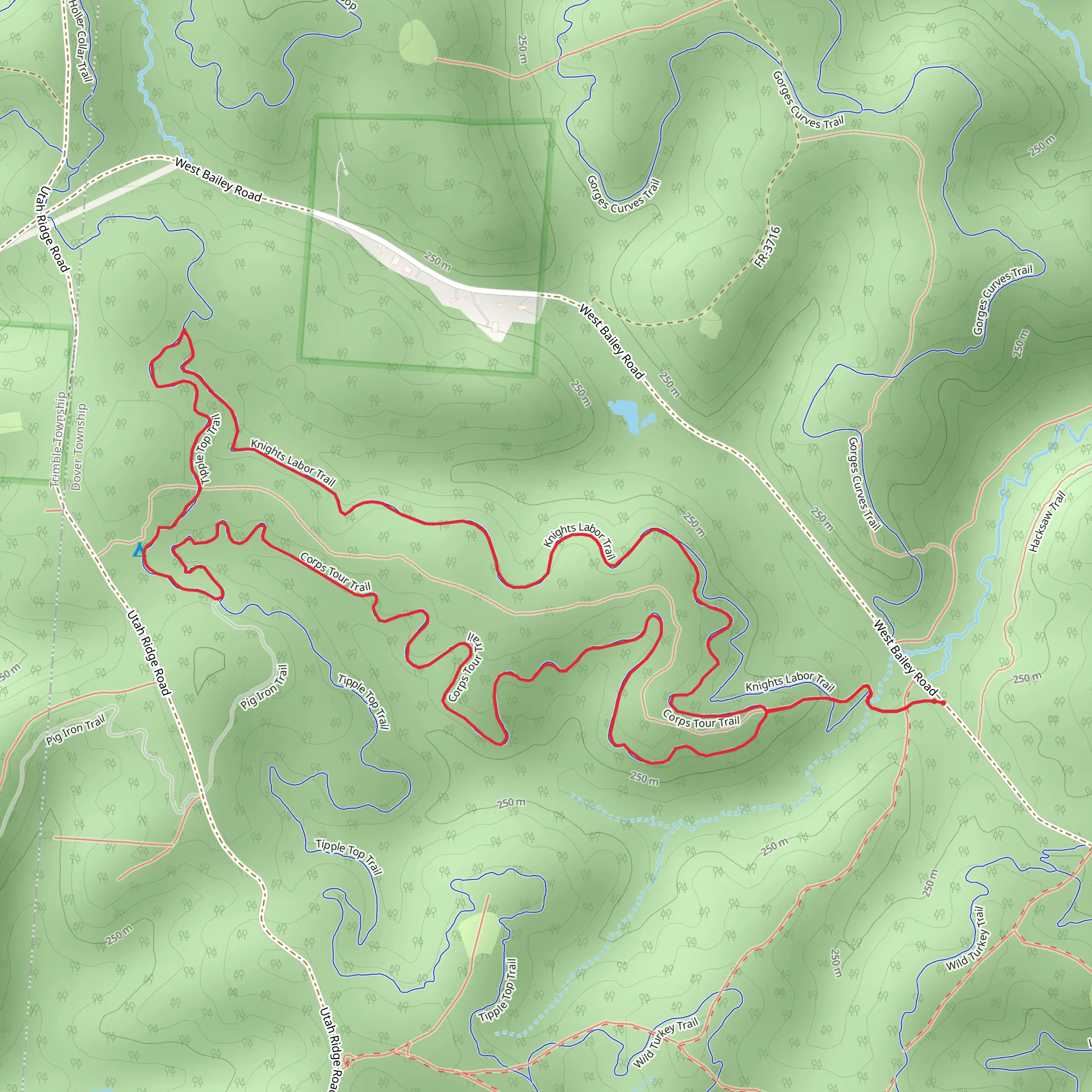Corps Tour and Tipple Top Trail mobile static map