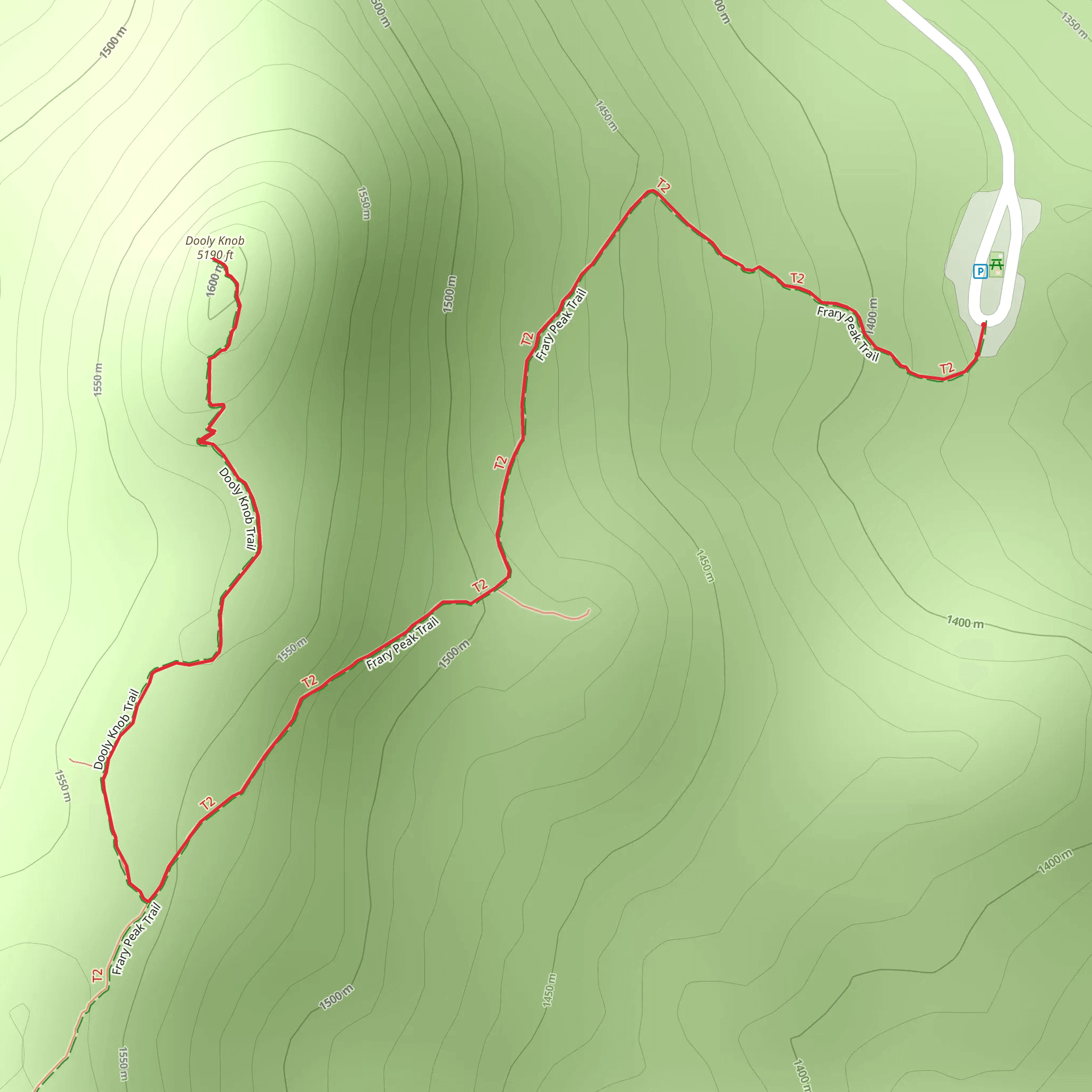 Frary Peak Trail and Dooly Knob Trail mobile static map