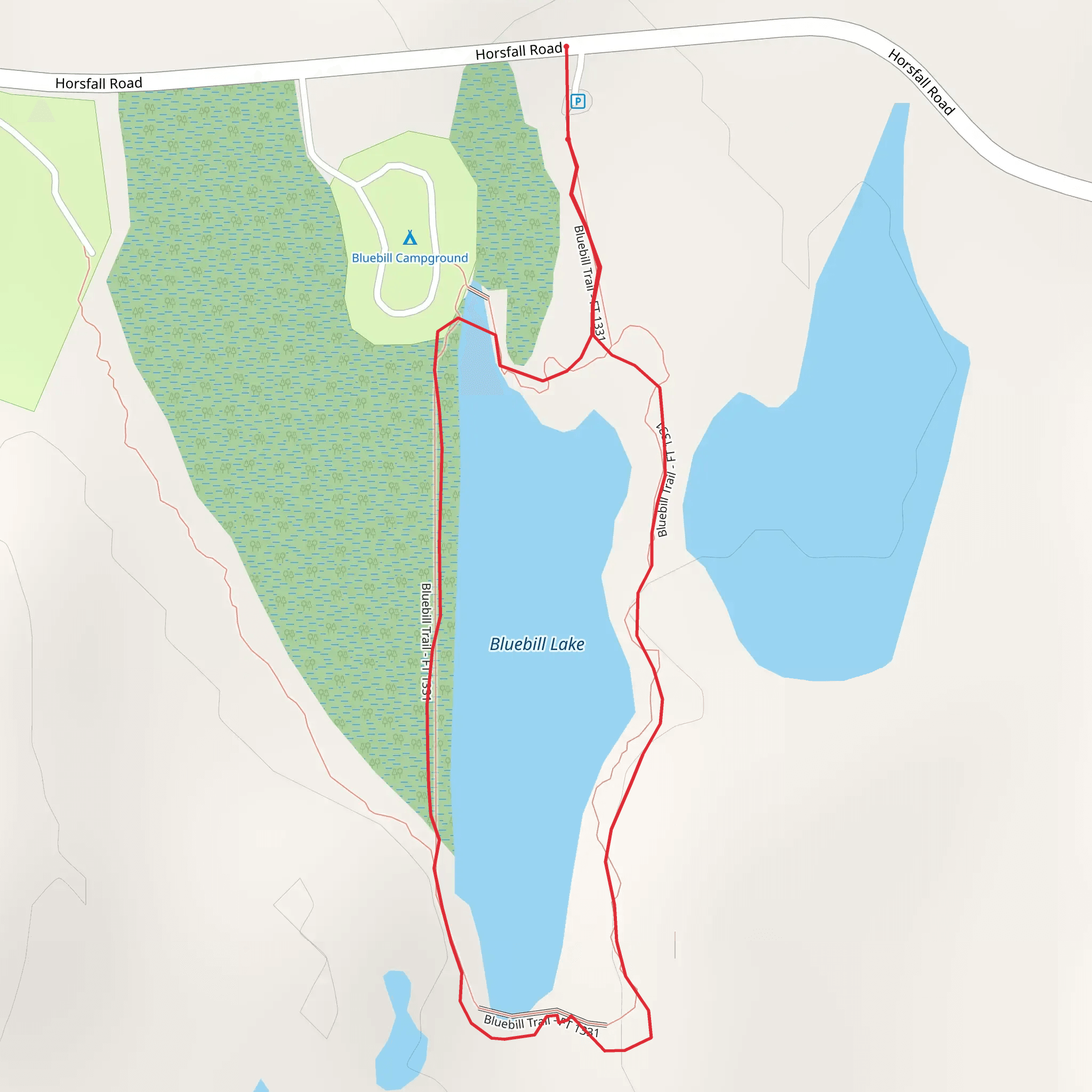 Bluebill Lake Trail mobile static map