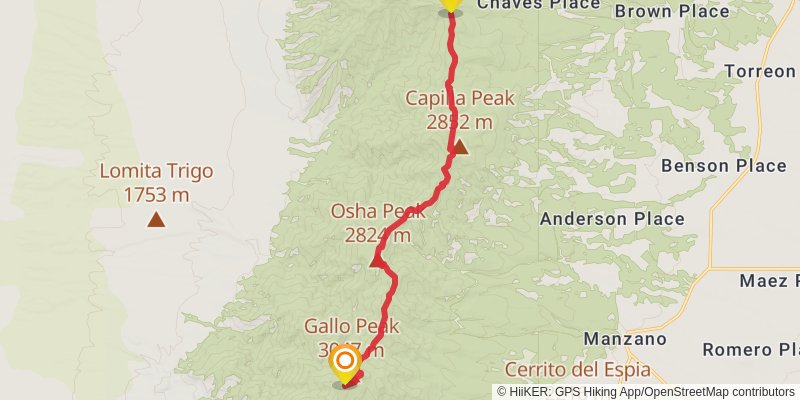 Manzano Crest Trail stage 2 Map