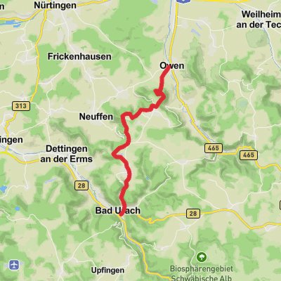 Owen to Bad Urach Walk mobile static map