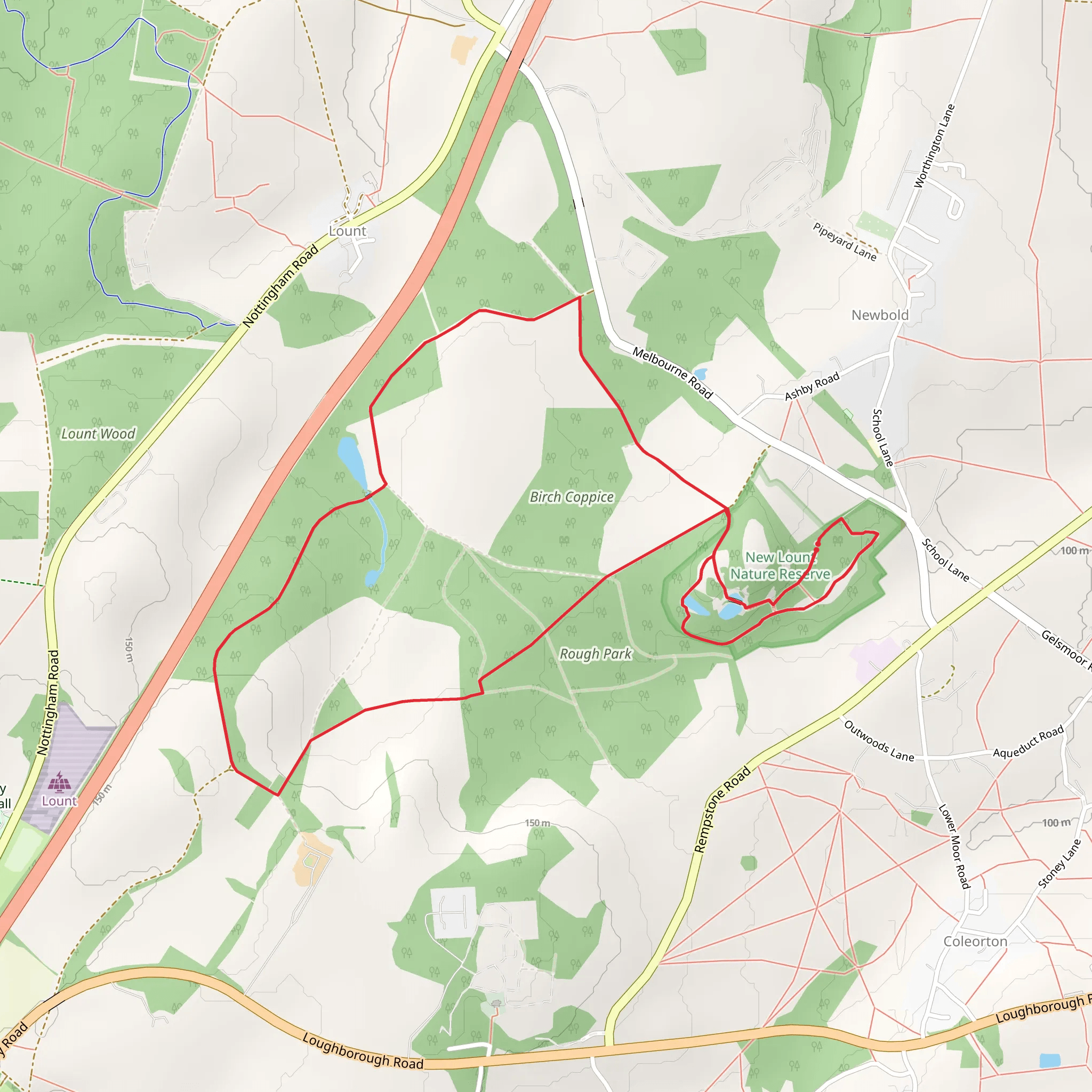 New Lount Nature Reserve Loop mobile static map