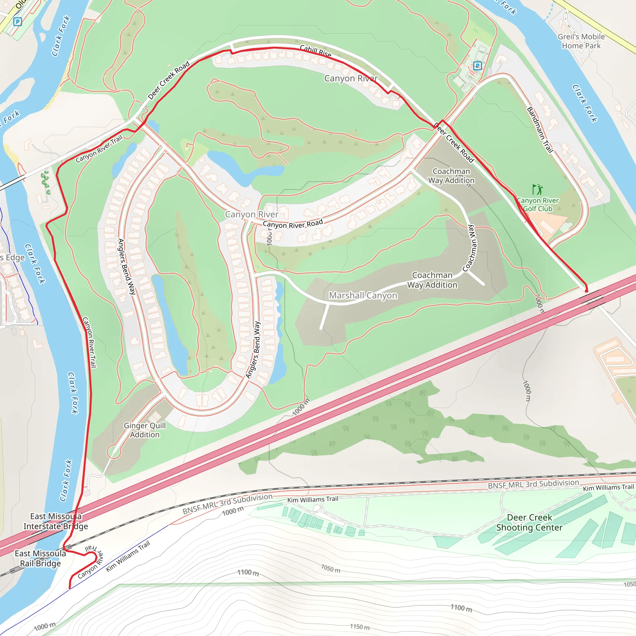 Canyon River Trail mobile static map