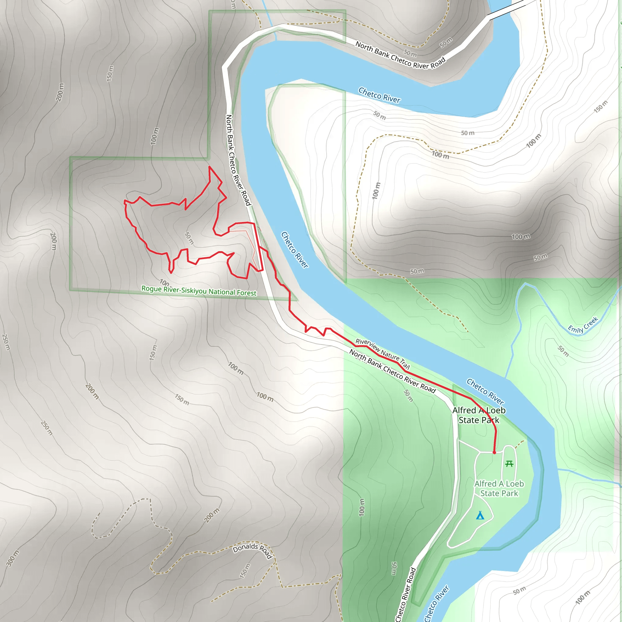 Redwood Nature Trail and Riverview Nature Trail Loop mobile static map