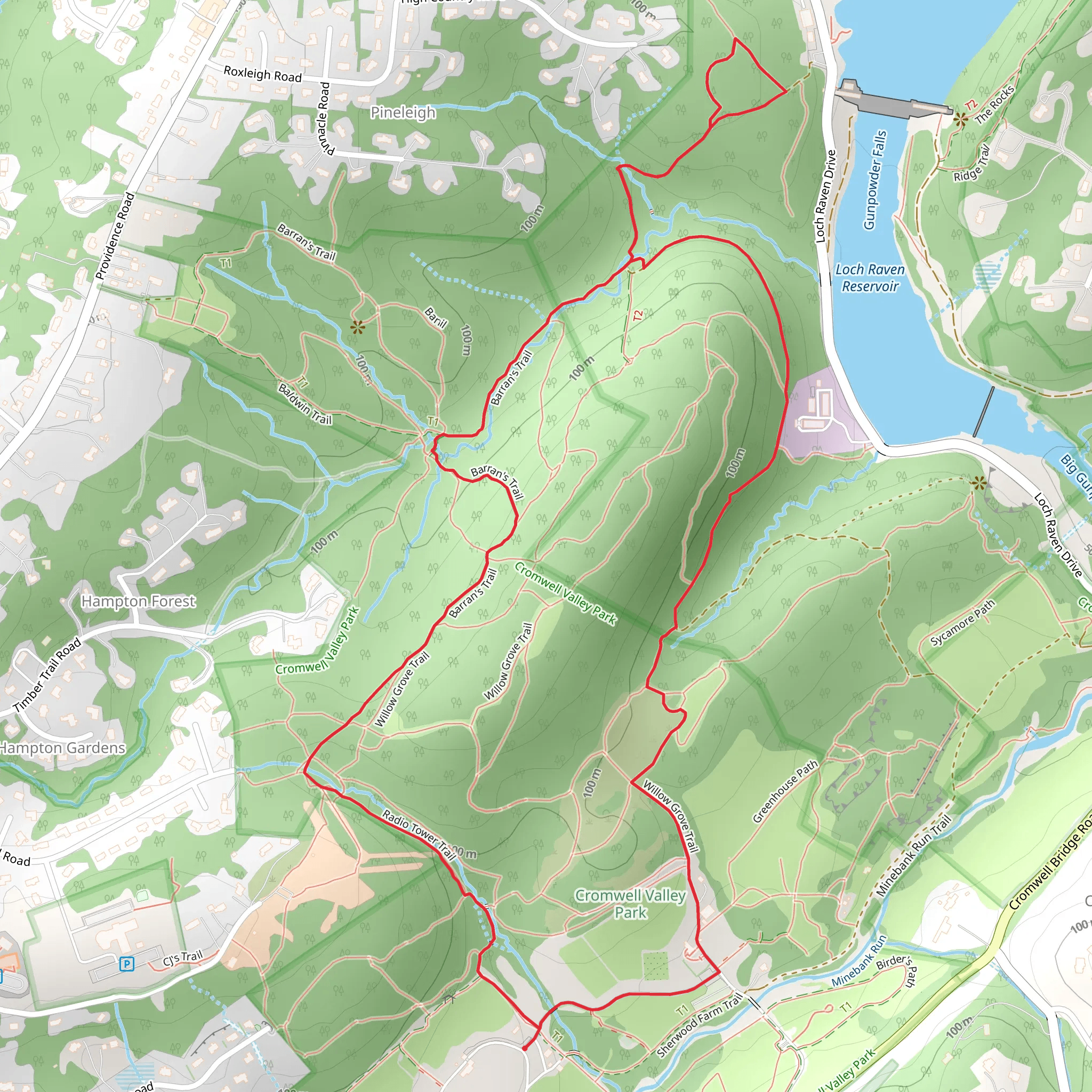 Loch Raven Reservoir - Cromwell Valley Park Loop mobile static map