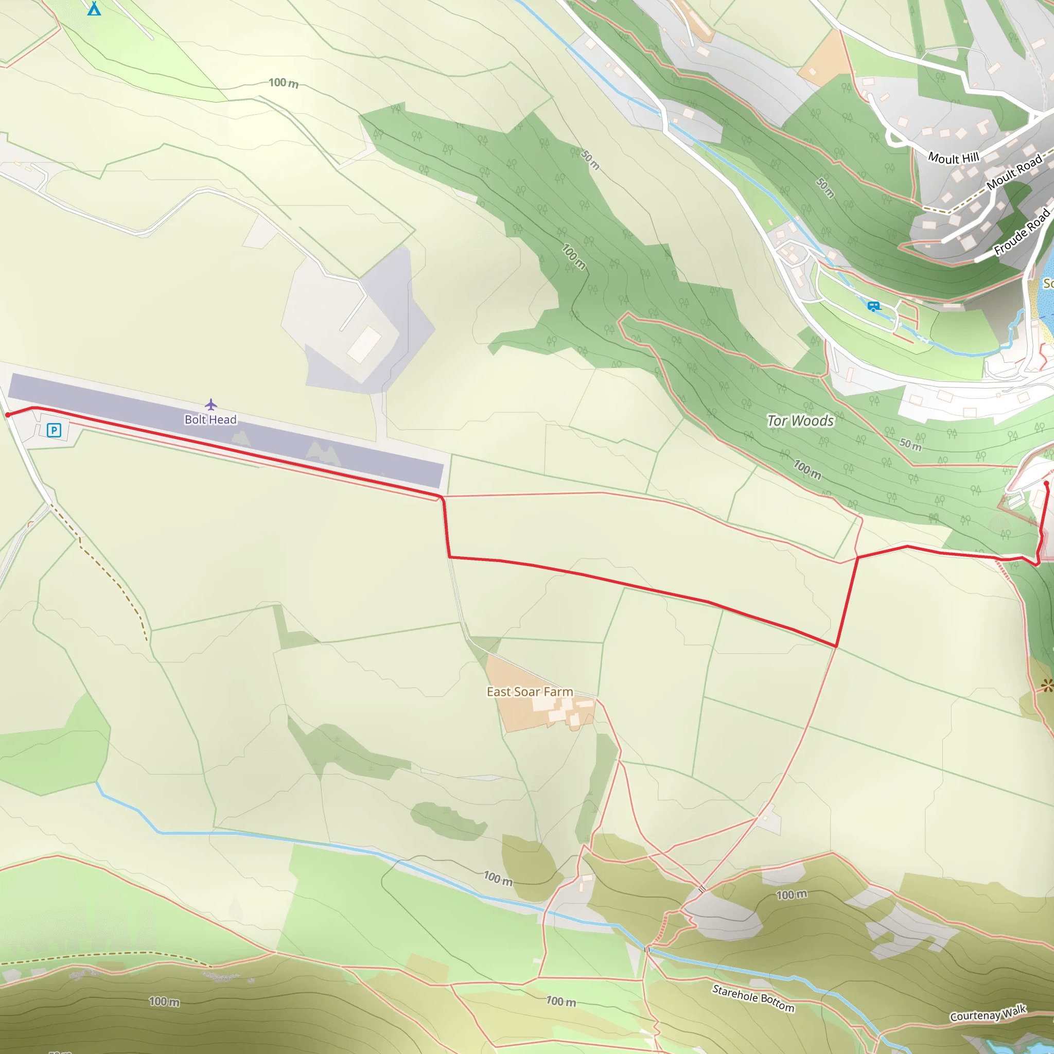 East Soar to Overbeck's Garden Walk mobile static map