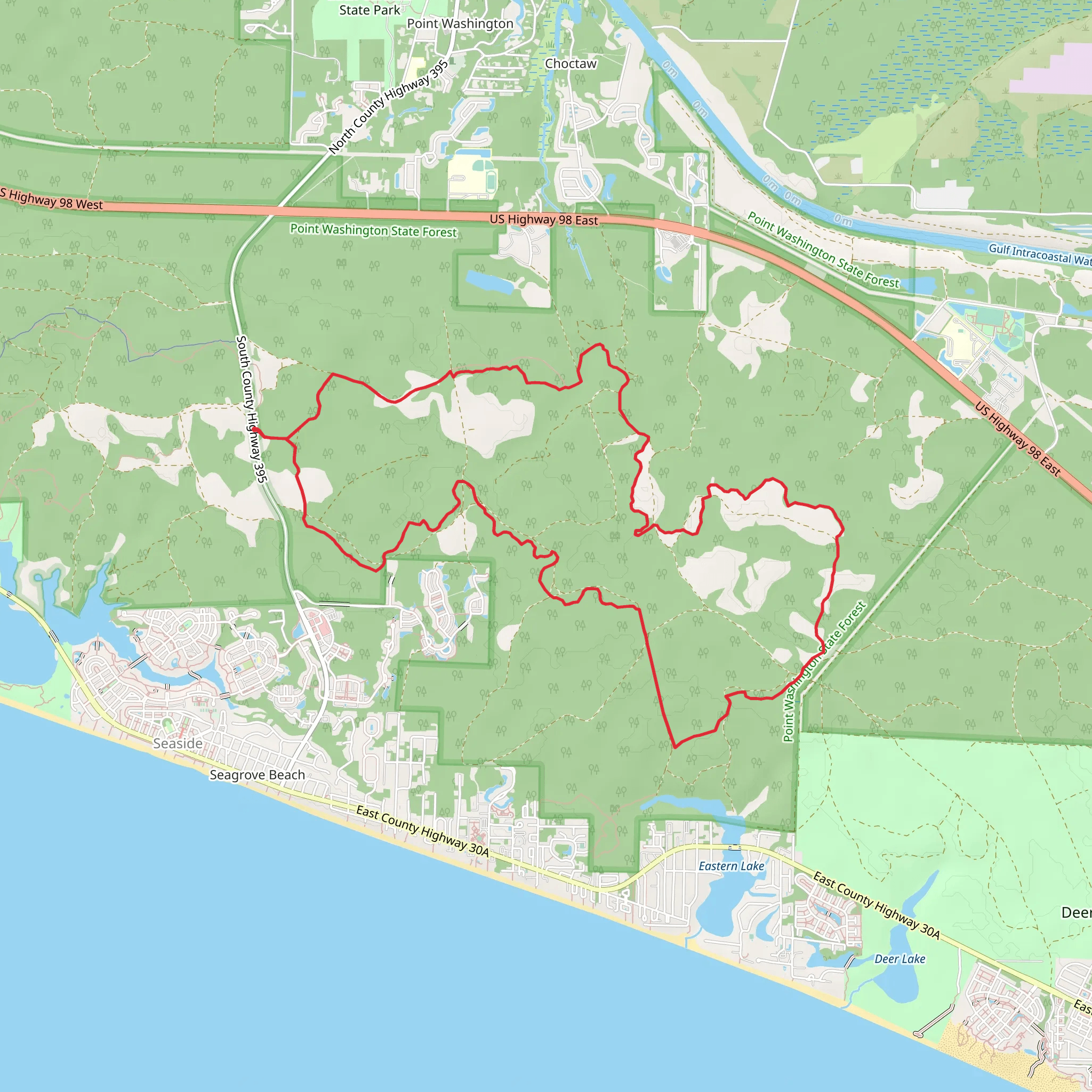 Point Washington State Forest Loop Trail mobile static map