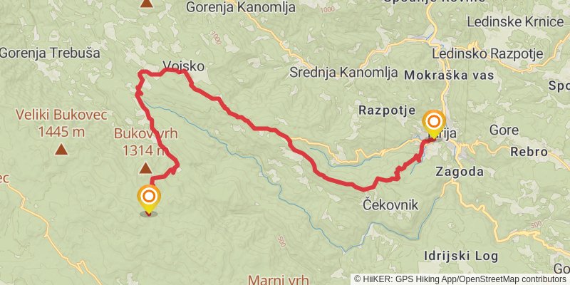 The Slovene Mountain Trail stage 27 Map