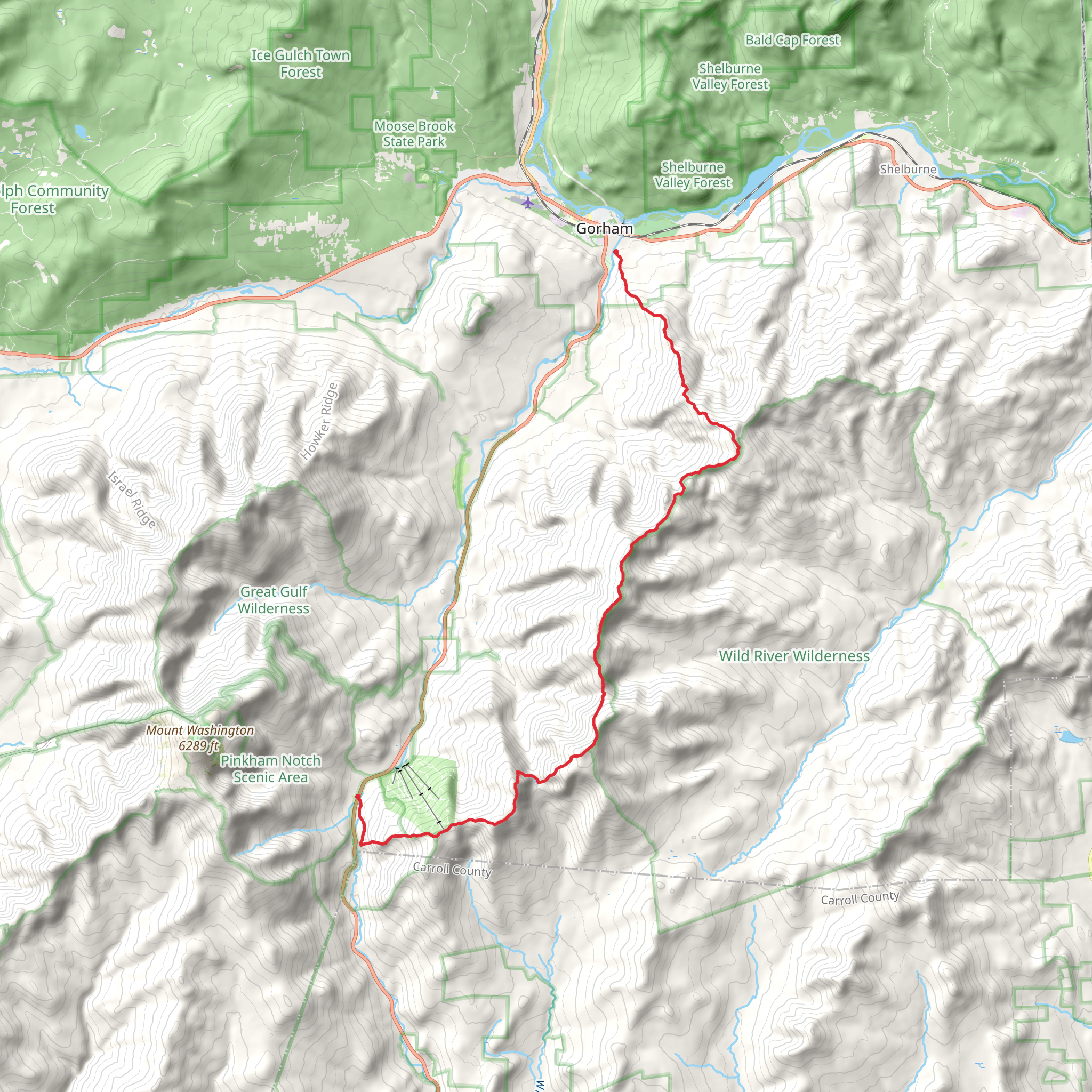 Gorham to Pinkham Notch via Mount Surprise and Wildcat Mountain Trail mobile static map