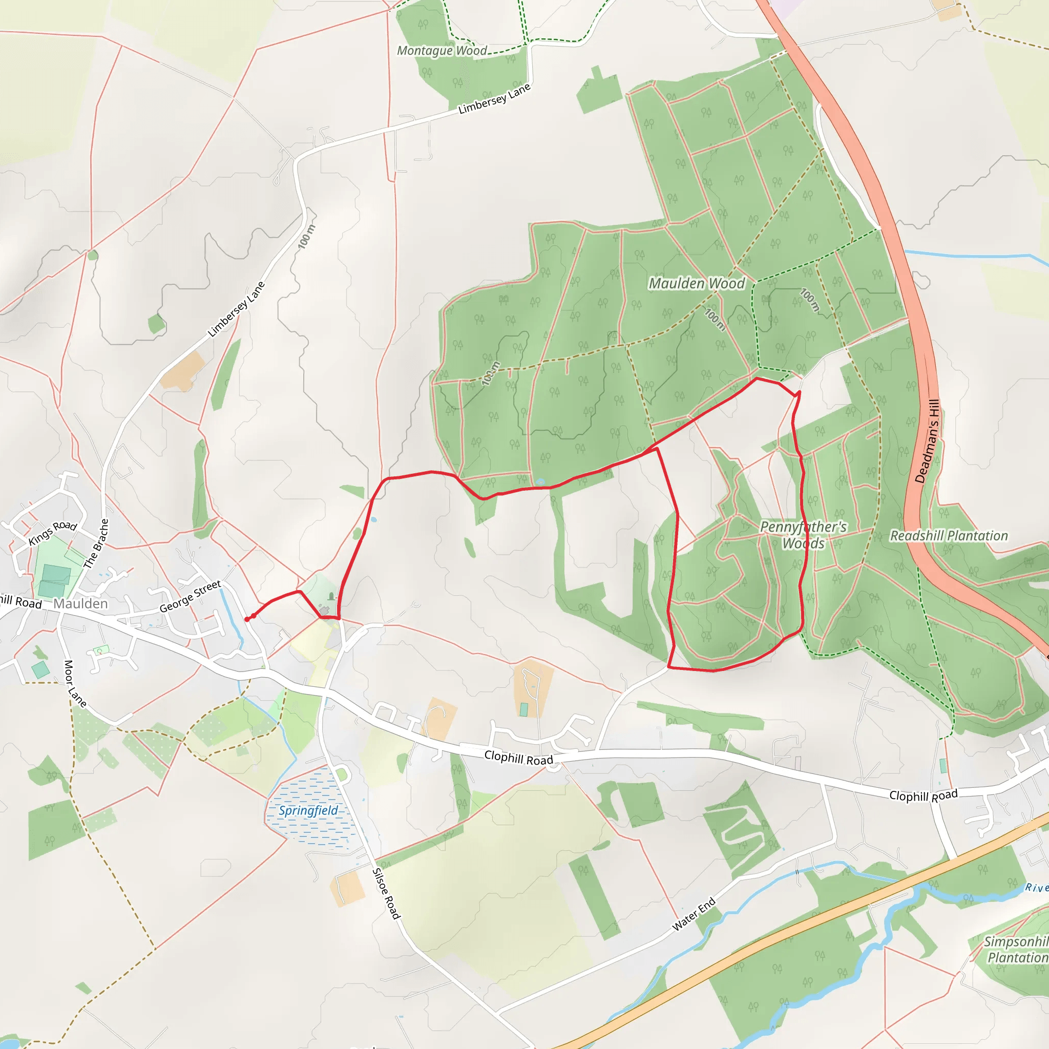 Maulden Woods Loop mobile static map