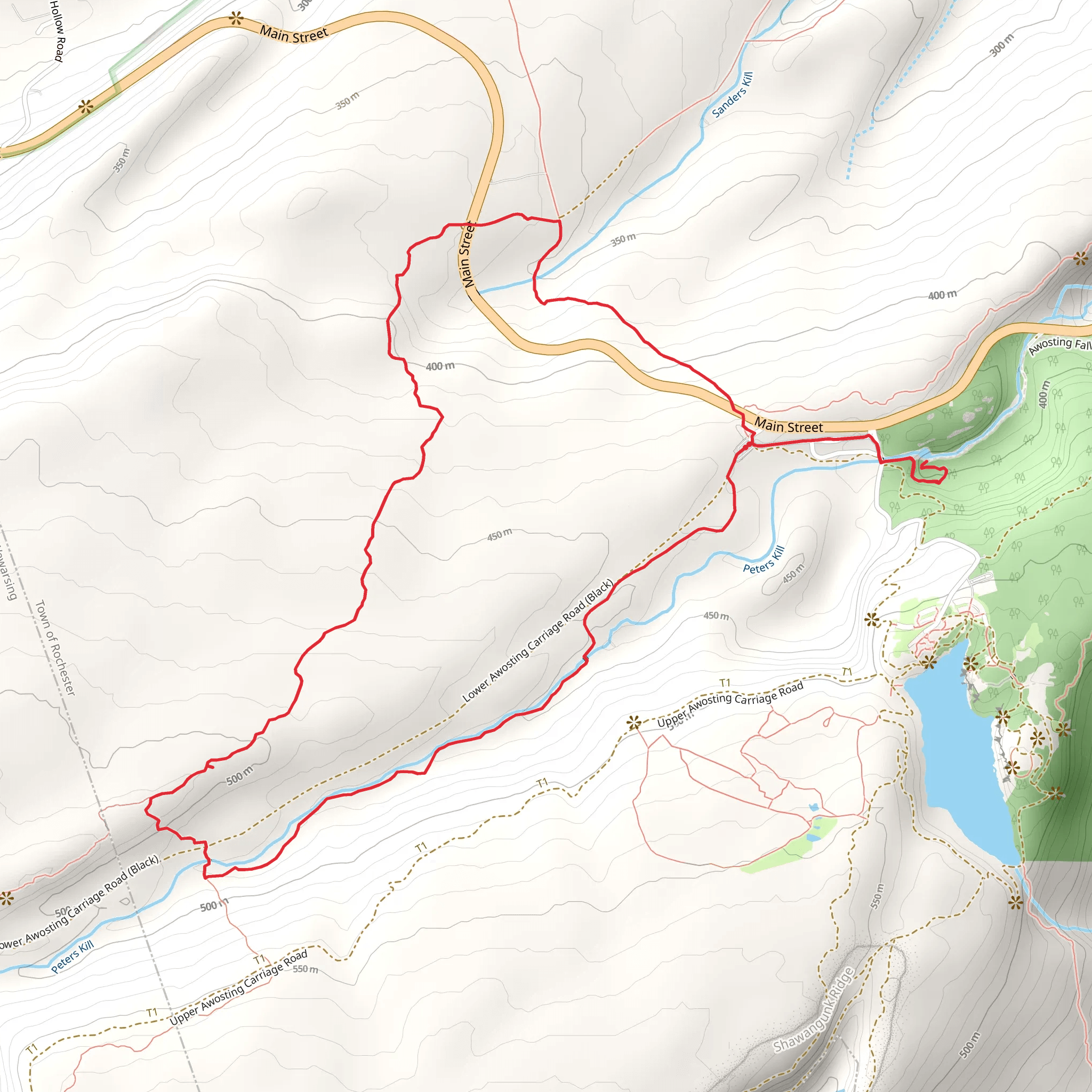 Jenny Lane and Peters Kill Falls Trail Loop mobile static map