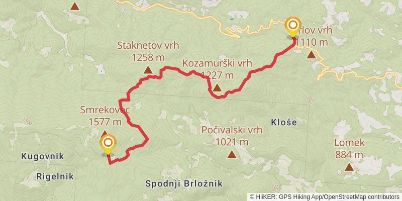 The Slovene Mountain Trail stage 6 Map