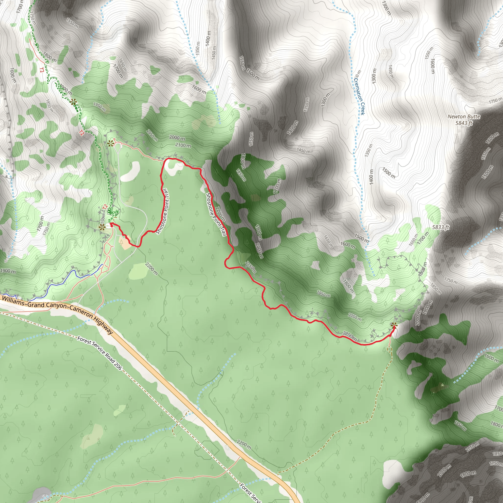 Shoshone Point Trail mobile static map