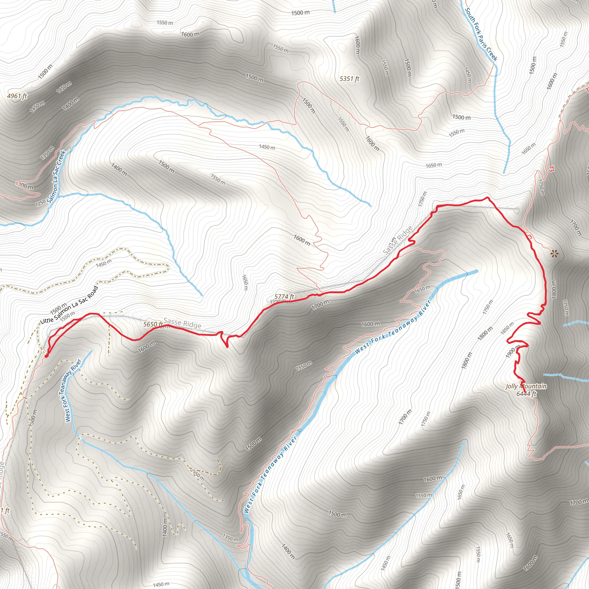 Jolly Mountain via Sasse Mountain Trail mobile static map