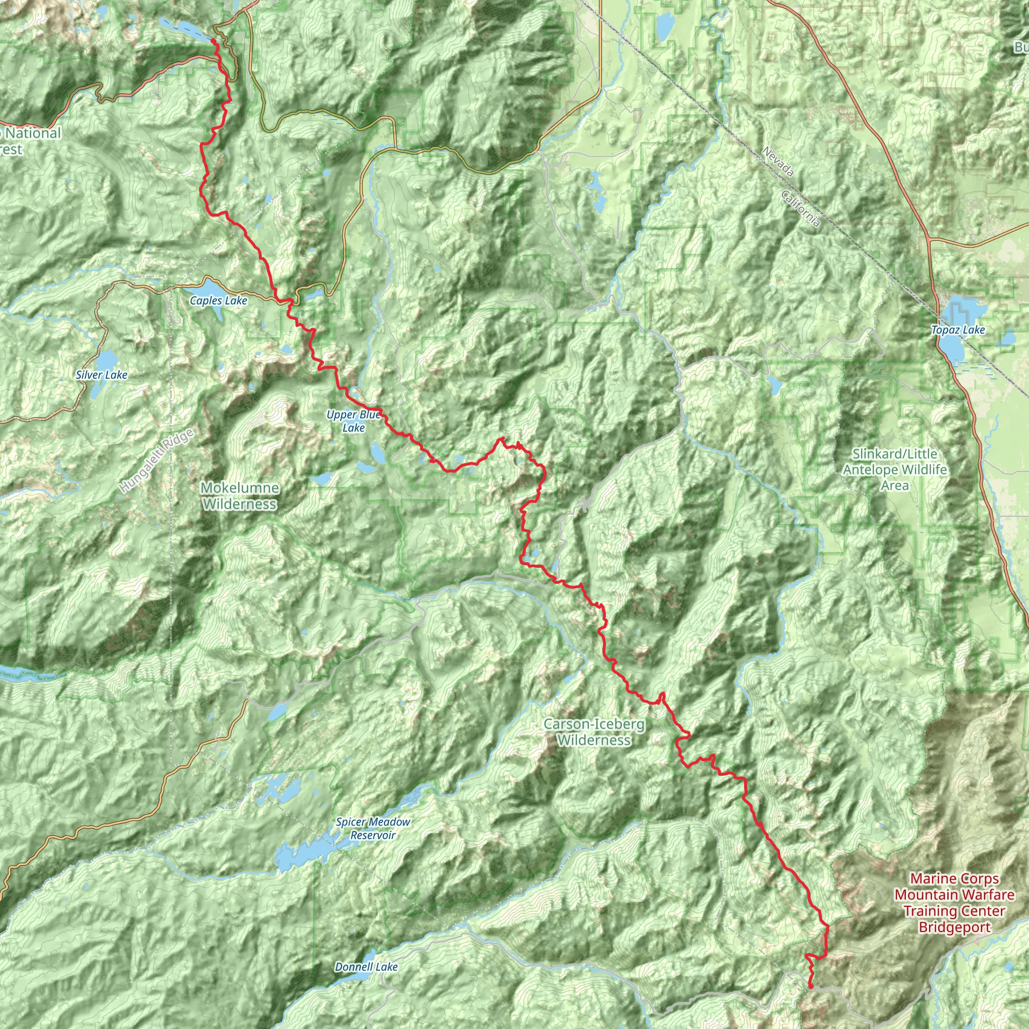 Pacific Crest National Scenic Trail - 2000 from Sonora Pass mobile static map