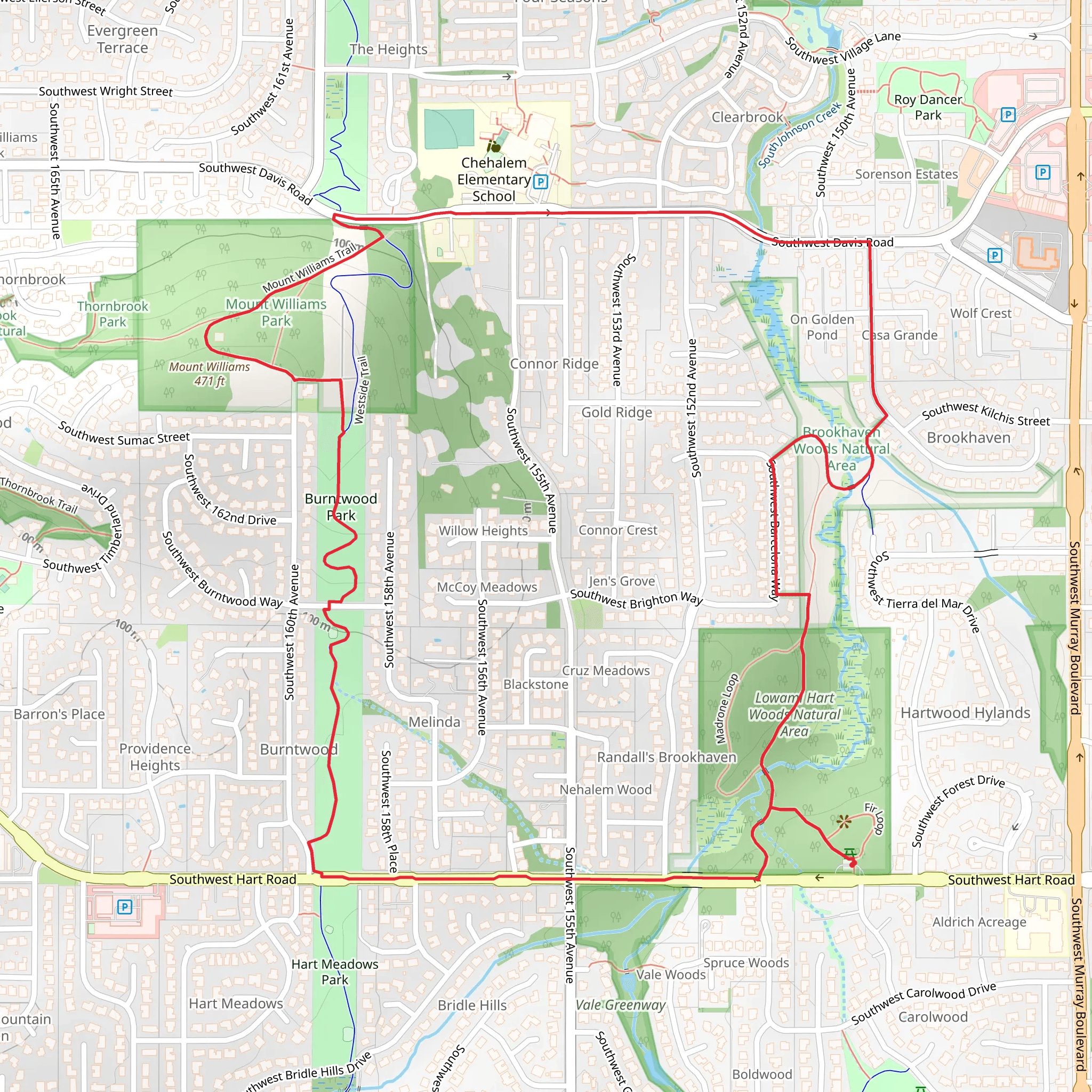 South Johnson Creek and Westside Loop Trail mobile static map