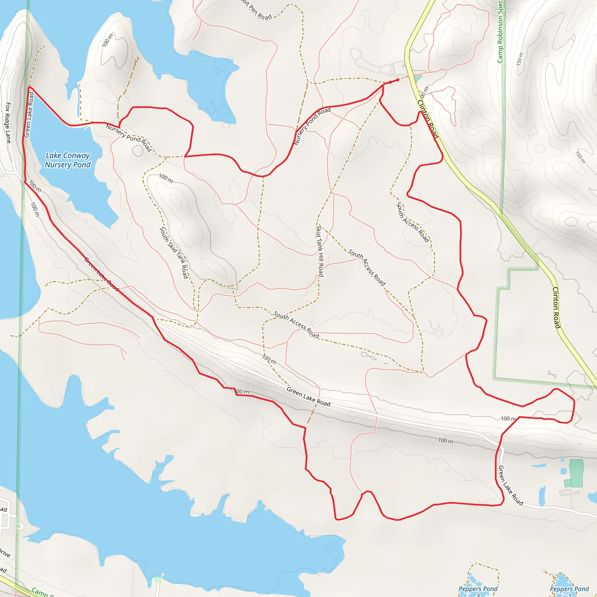Morning Course Trail and Lake Conway Nursery Pond Loop mobile static map