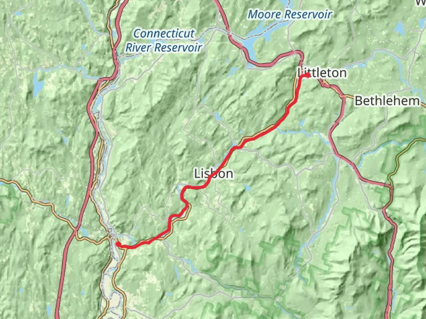 An image depicting the trail Ammonoosuc Rail Trail and its surrounding area.