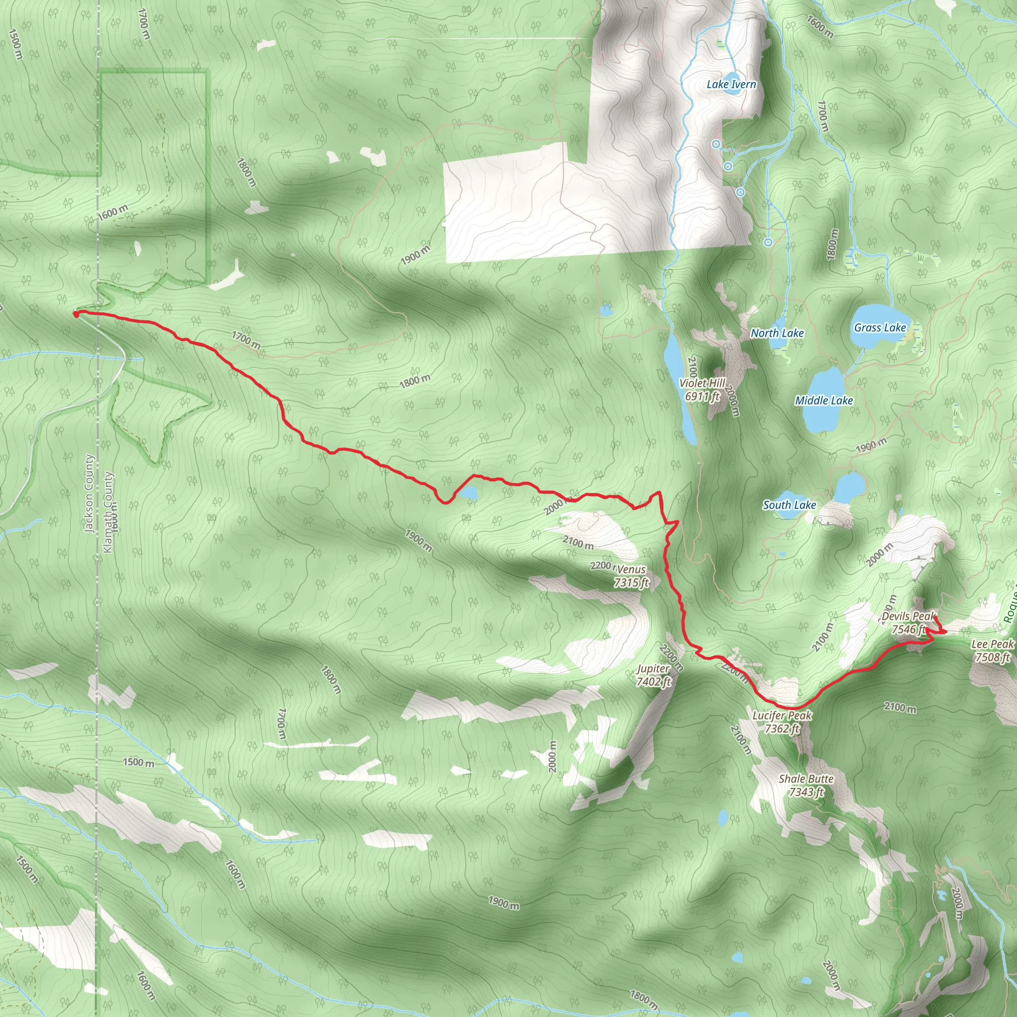 Devils Peak via PCT mobile static map