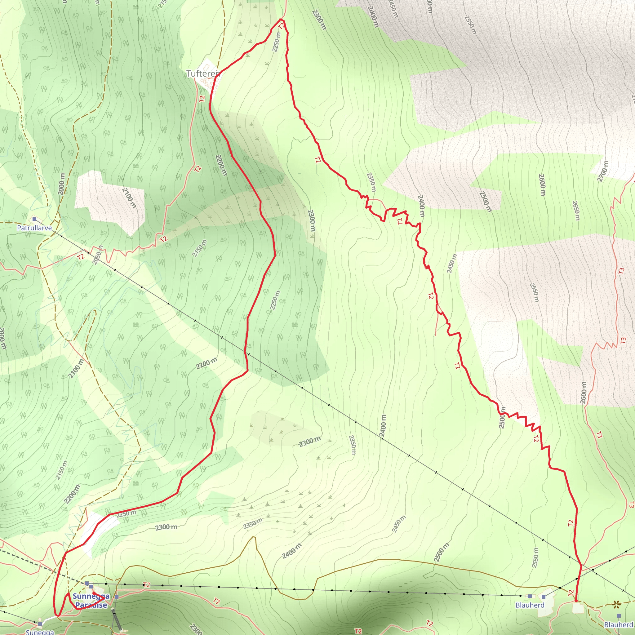 Blauherd to Sunnegga - NR 3 mobile static map