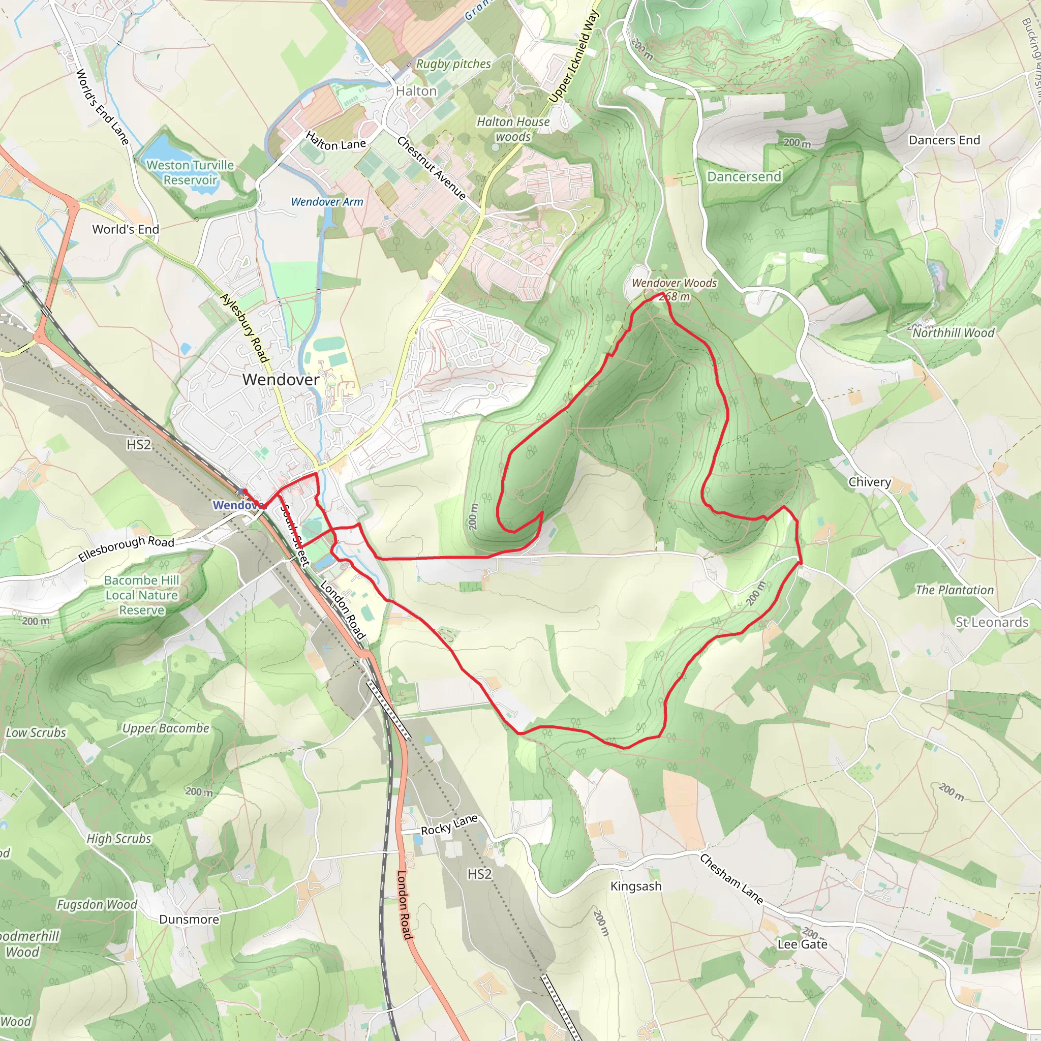 Wendover Woods from Wendover mobile static map