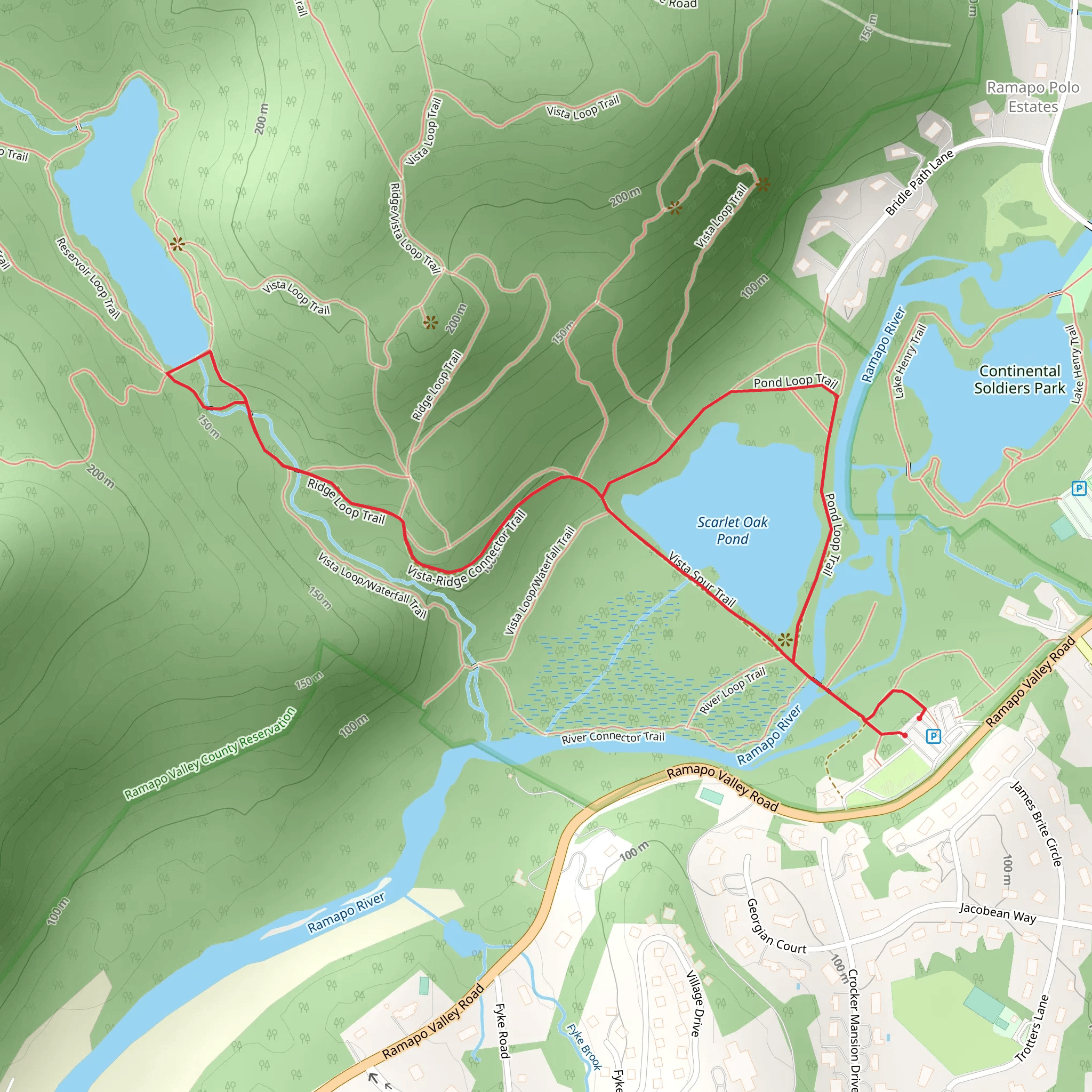Scarlet Oak Pond and MacMillan Reservoir via Vista Trail mobile static map