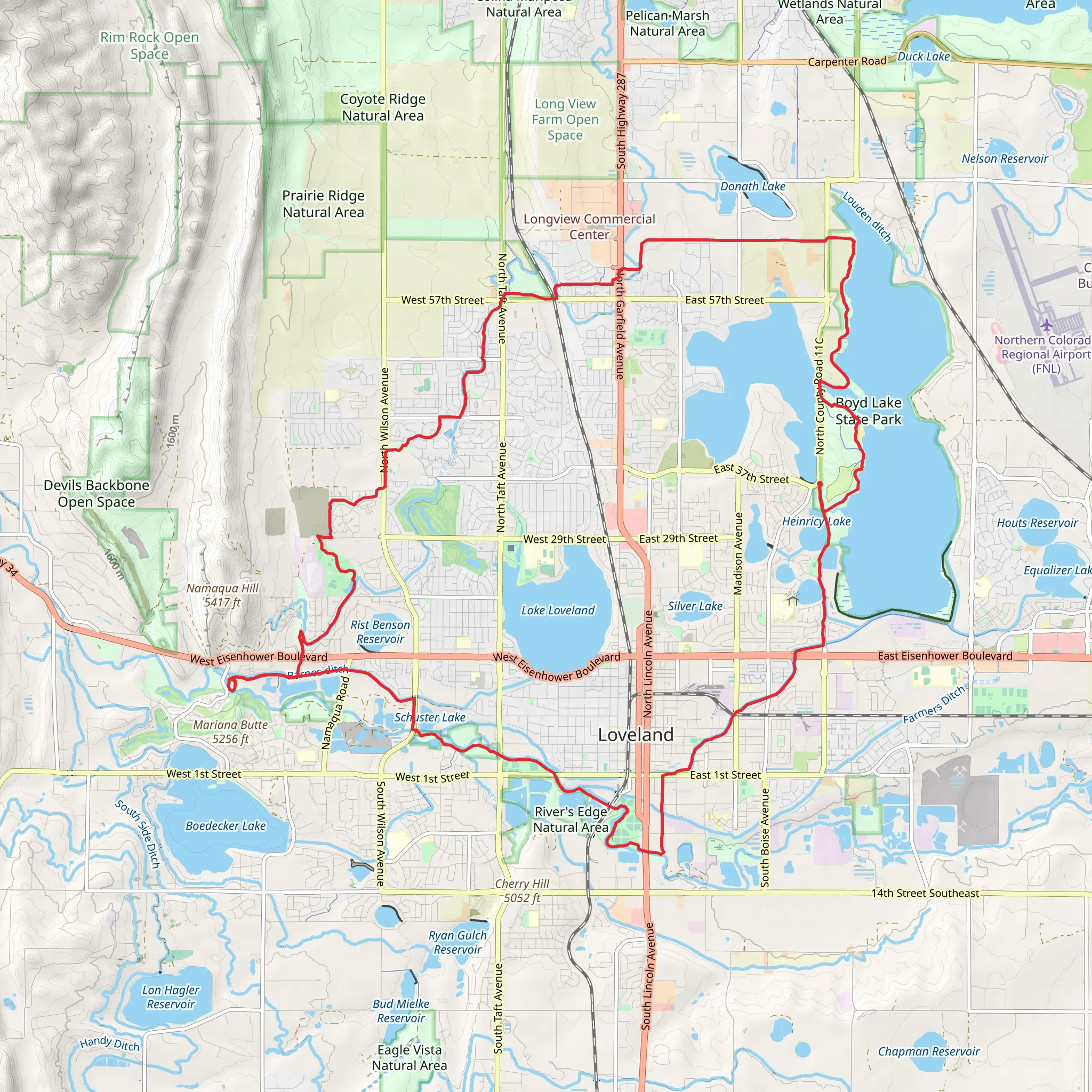 Westside Trail, North Trail and Big Thompson River Trail mobile static map