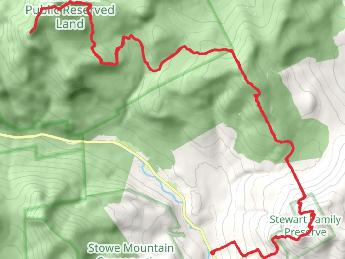 An image depicting the trail Long Mountain and Baldpate Mountain and its surrounding area.