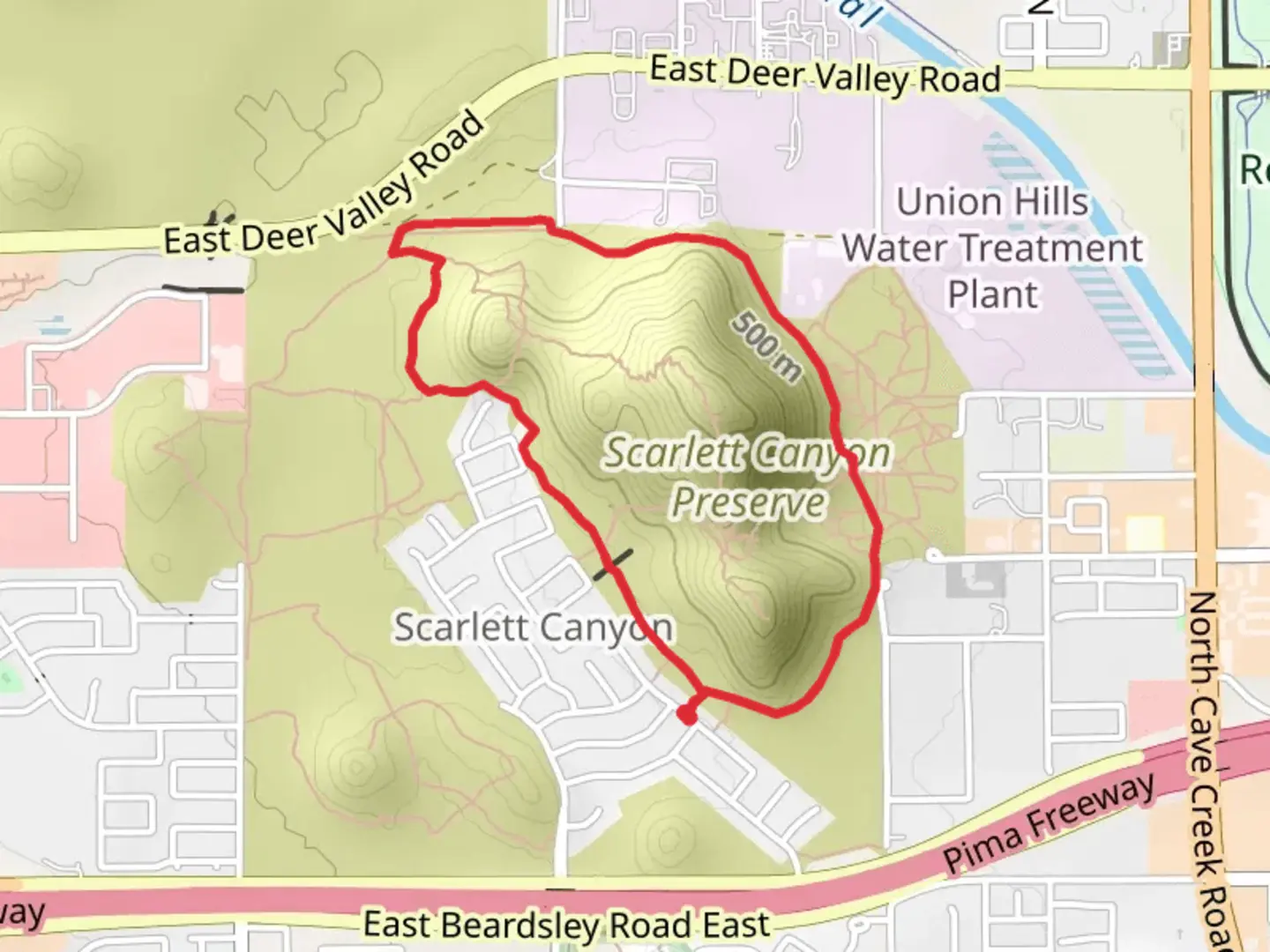 An image depicting the trail Scarlett Canyon Preserve Loop Walk and its surrounding area.
